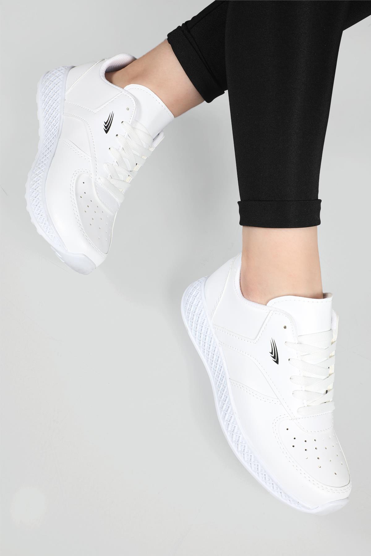 Nefes Alır Günlük Rahat Koşu Yürüyüş Beyaz Beyaz Unisex Spor Ayakkabı E-10 Unisex Sneaker Beınsteps Beinsteps E-10 22Y
