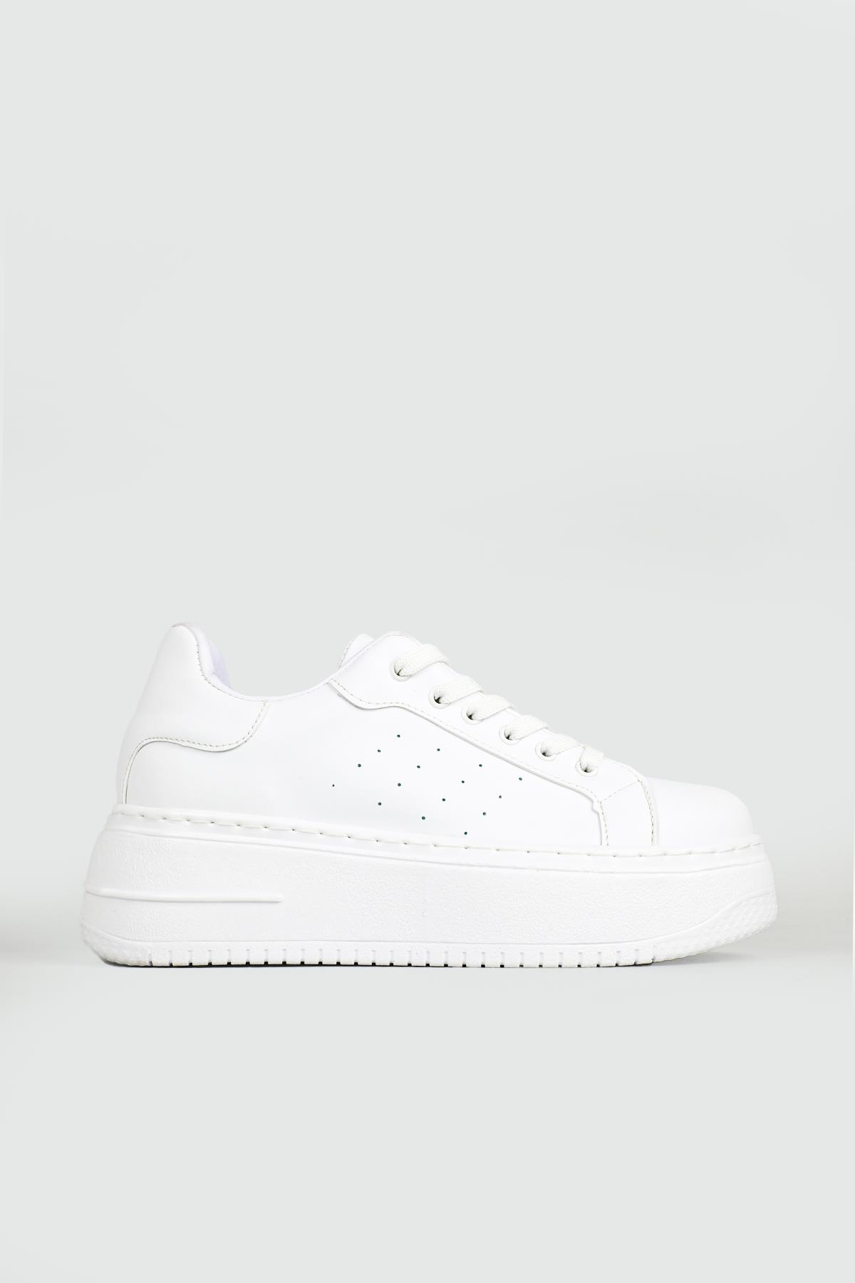 Nefes Alır Kalın Taban Bağcıklı Beyaz Kadın Spor Ayakkabı Maya Kadın Sneaker Beınsteps Beinsteps Maya Ş-17 22Y