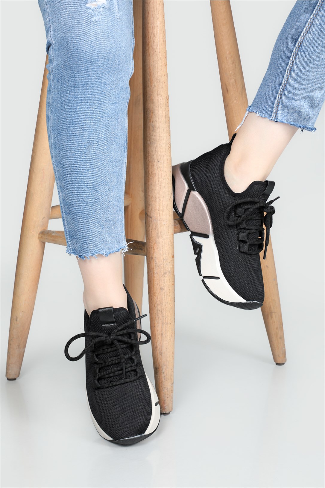 Nefes Alır Kalın Taban Bağcıklı Syh Bej Kadın Spor Ayakkabı RSL-400 Kadın Sneaker Beınsteps Beinsteps RSL-400 22Y