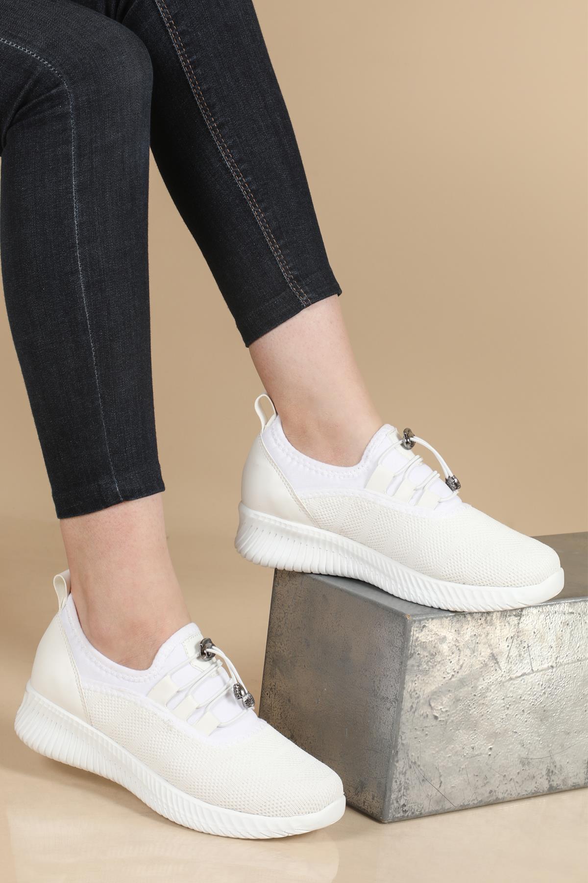 Nefes Alır Ortopedik Beyaz Kadın Ayakkabı Fanny Kadın Rahat / Confort Anatomik Beınsteps VARBA 802 Fanny Kadın Sneakers