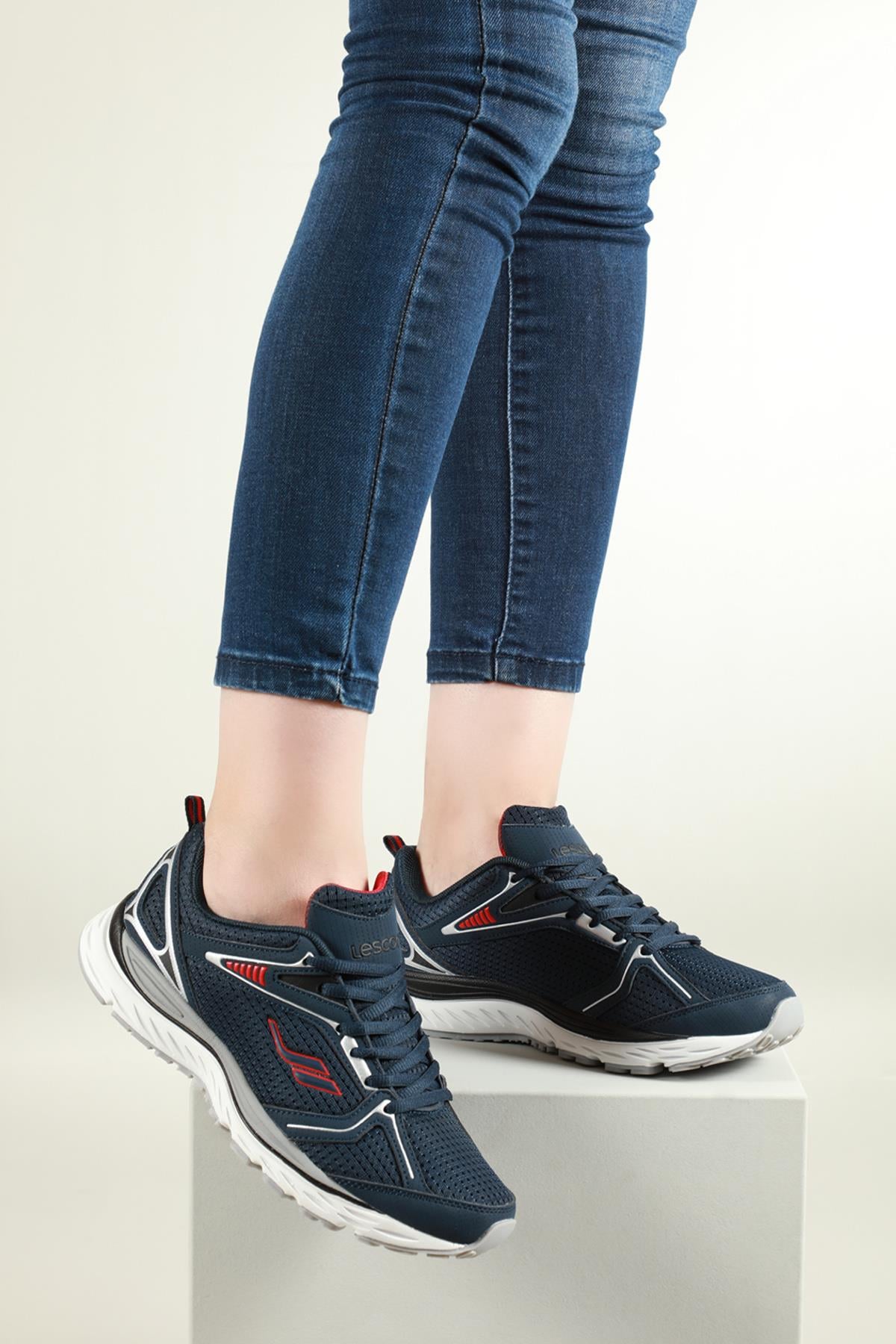 Nefes Alır Ortopedik Lacivert Unisex Spor Ayakkabı BLOCK RUNNER Unisex Günlük Spor Ayakkabı Lescon LESCON BLOCK RUNNER UNİSEX