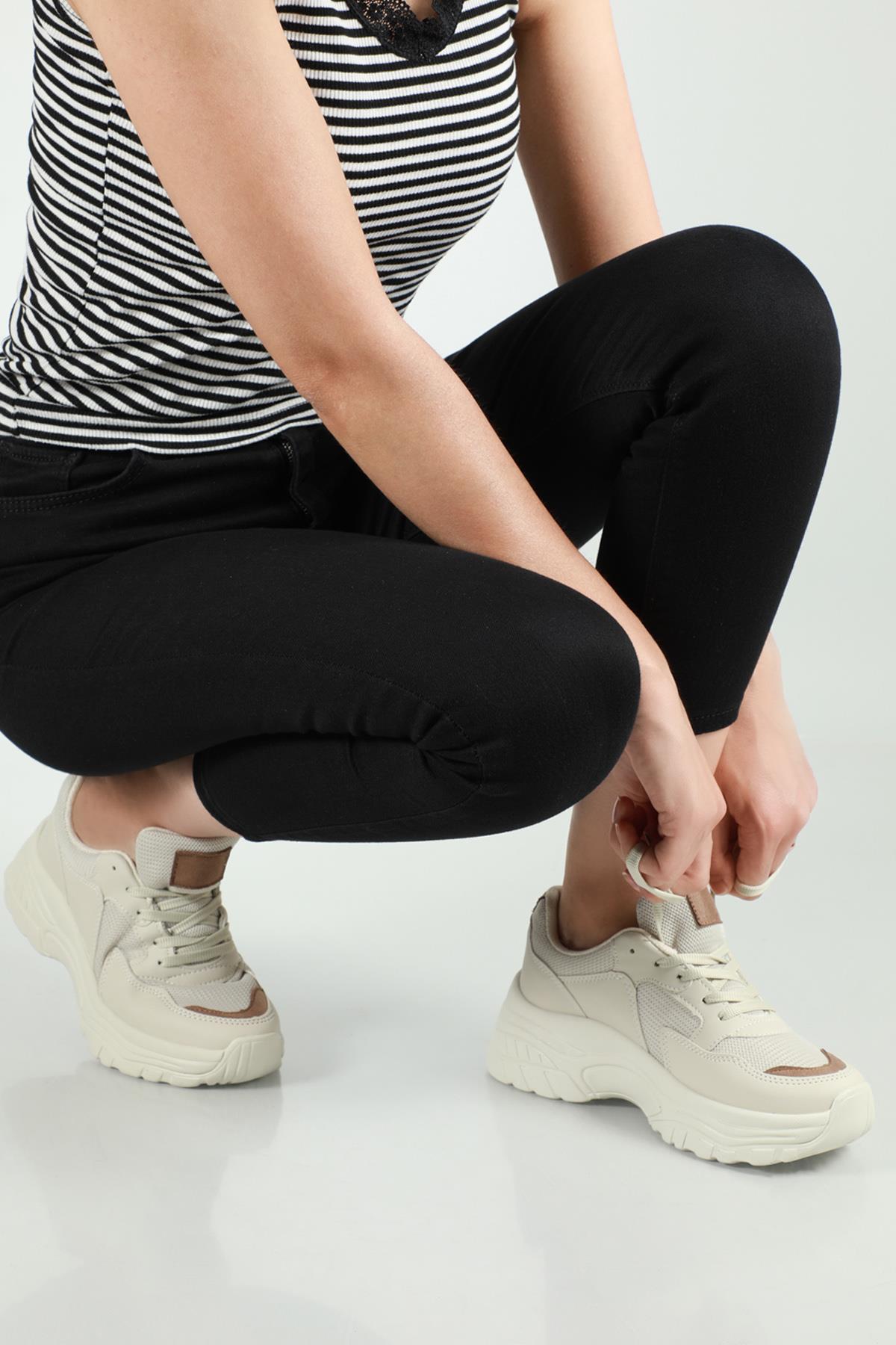 Nefes Alır Rahat Bej Vizon Kadın Spor Ayakkabı 140 Kadın Günlük Spor Ayakkabı Dark Step DARKSTEP 140 ZEN SPOR AYAK