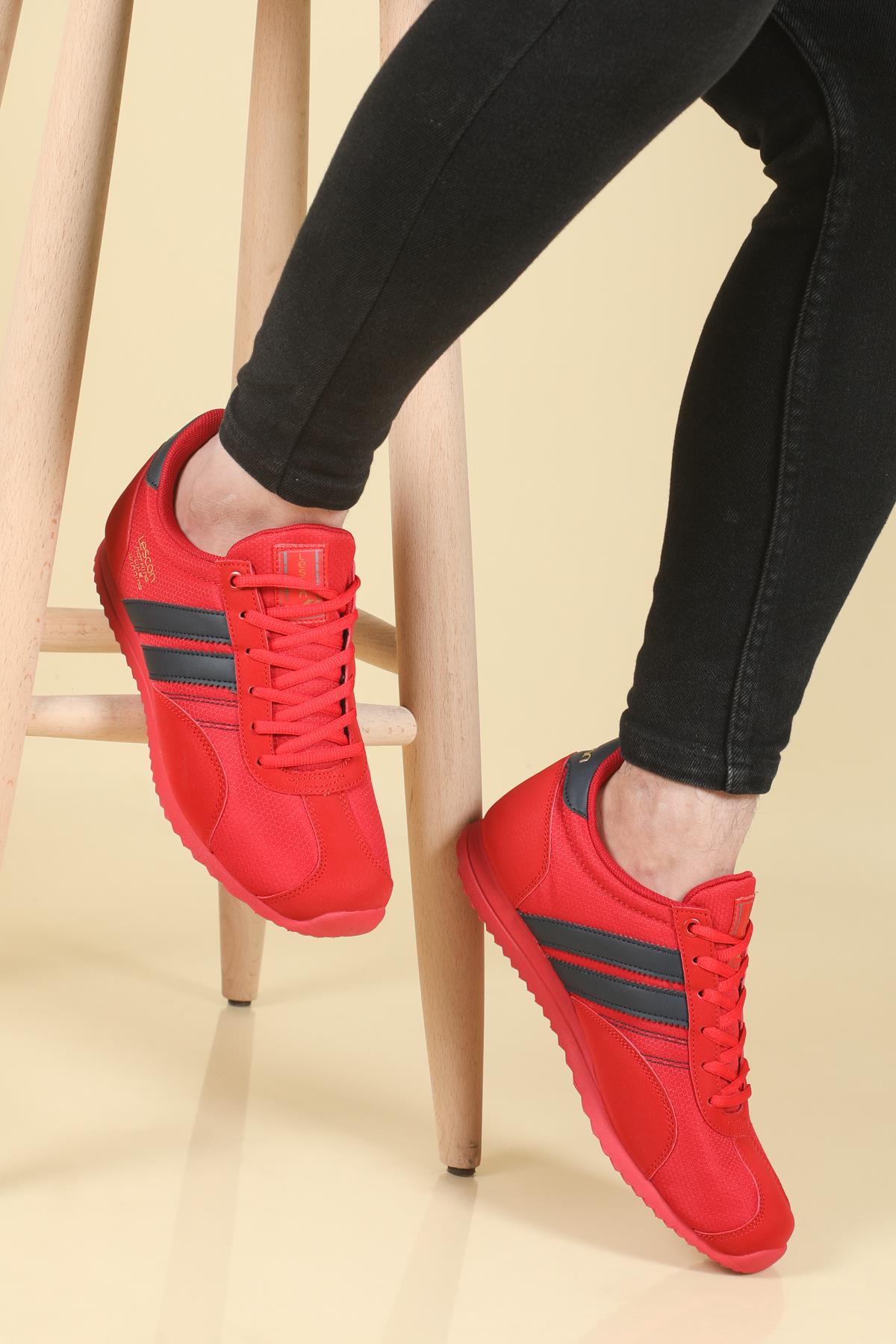 Nefes Alır Rahat Kırmızı Erkek Spor Ayakkabı CAMPUS SNEAKERS Erkek Günlük Spor Ayakkabı Lescon LESCON CAMPUS SNEAKERS MER SPR