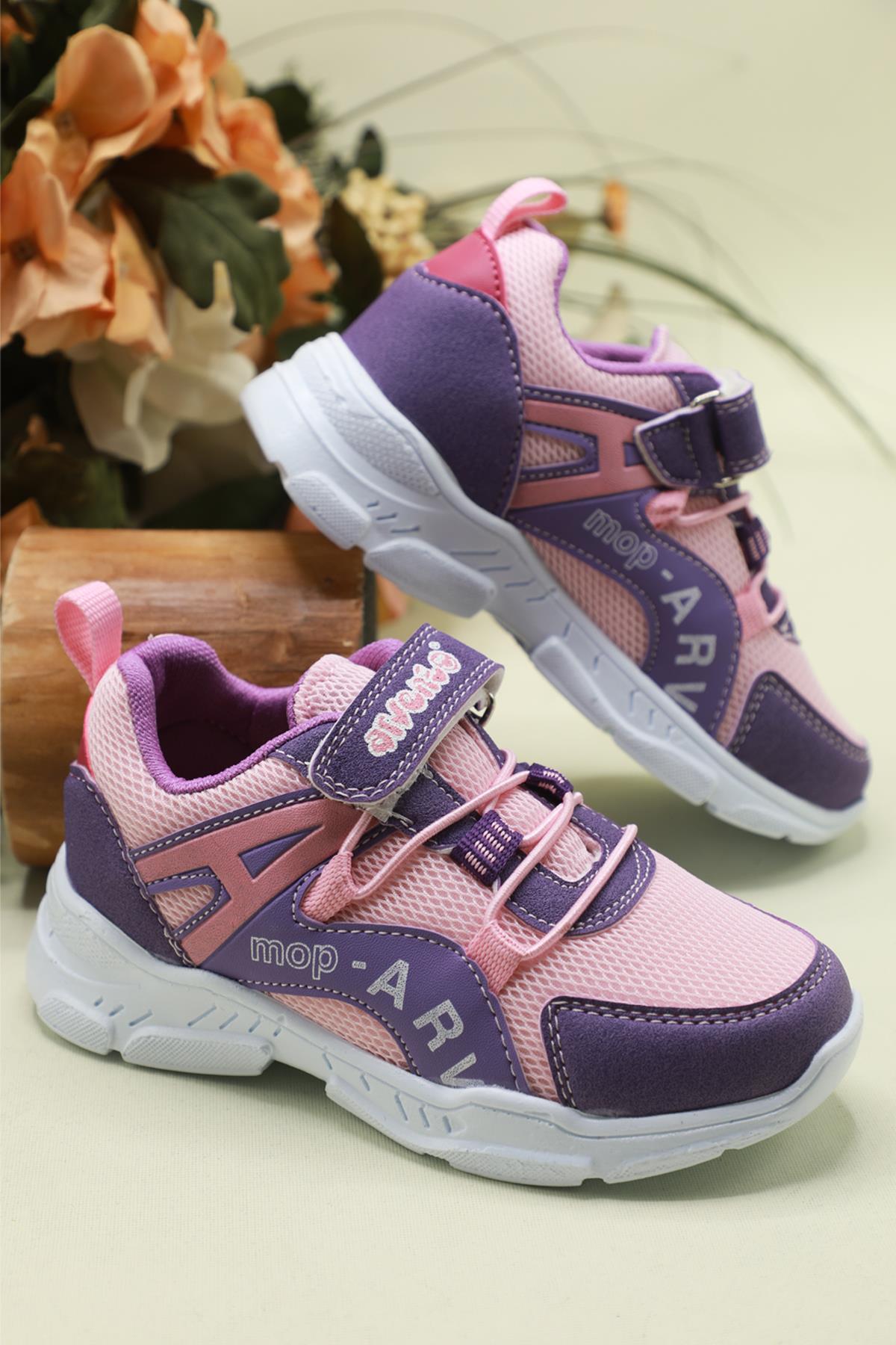 Nefes Alır Rahat Lila Pembe Çocuk Spor Ayakkabı 370 Çocuk Günlük Spor Ayakkabı Arvenzo ARVENTO 370 ÇOCUK
