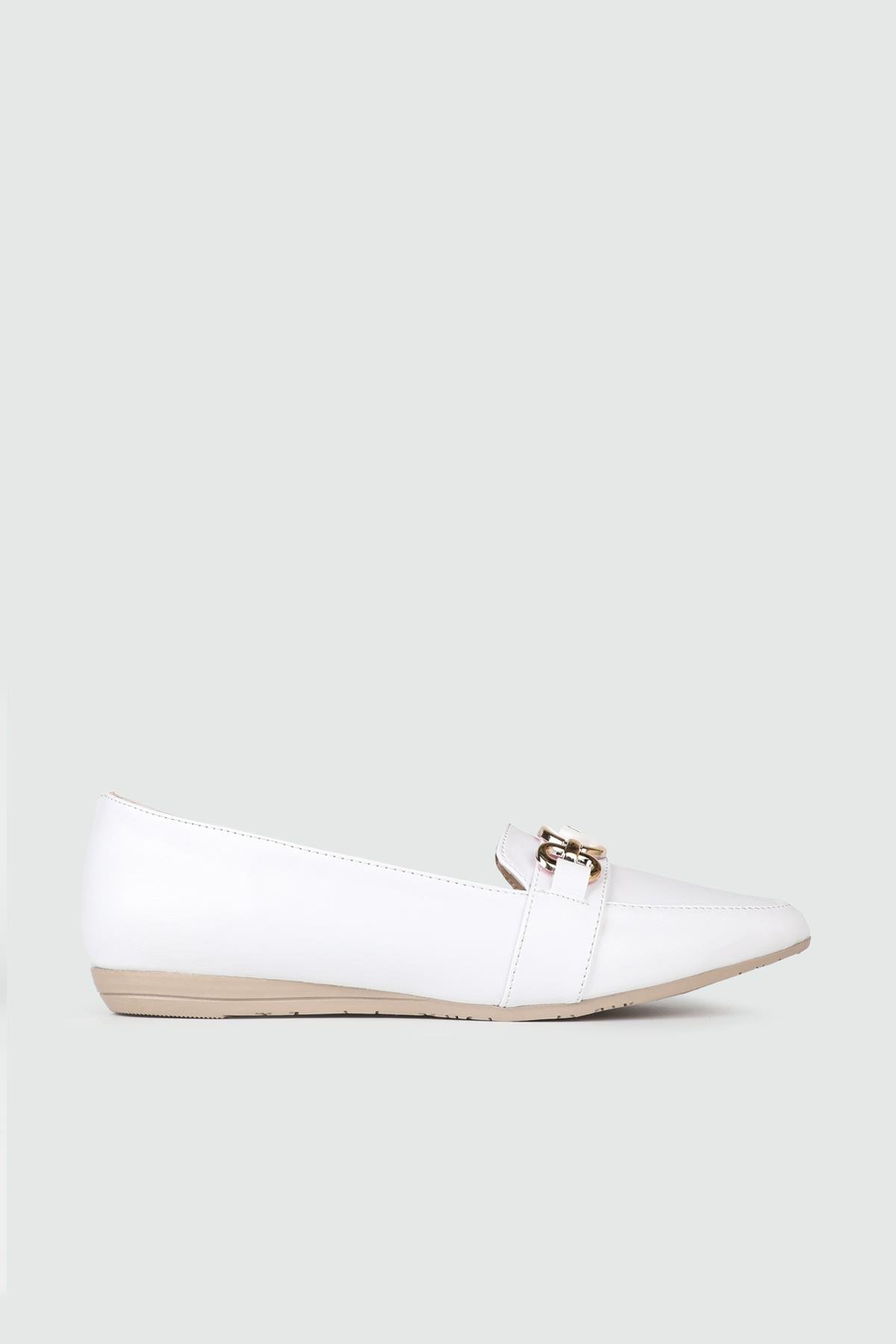 Önden Tokalı Günlük Beyaz Kadın Babet ŞM-2002 Kadın Babet Carla Bella My Bella ŞM-2002 Kadın 25Y