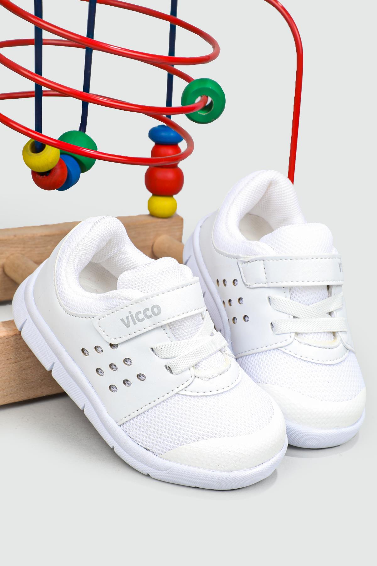 Ortopedik Beyaz Çocuk Spor Ayakkabı 200 Bebek Sneaker Vicco VİCCO 200 BEBE