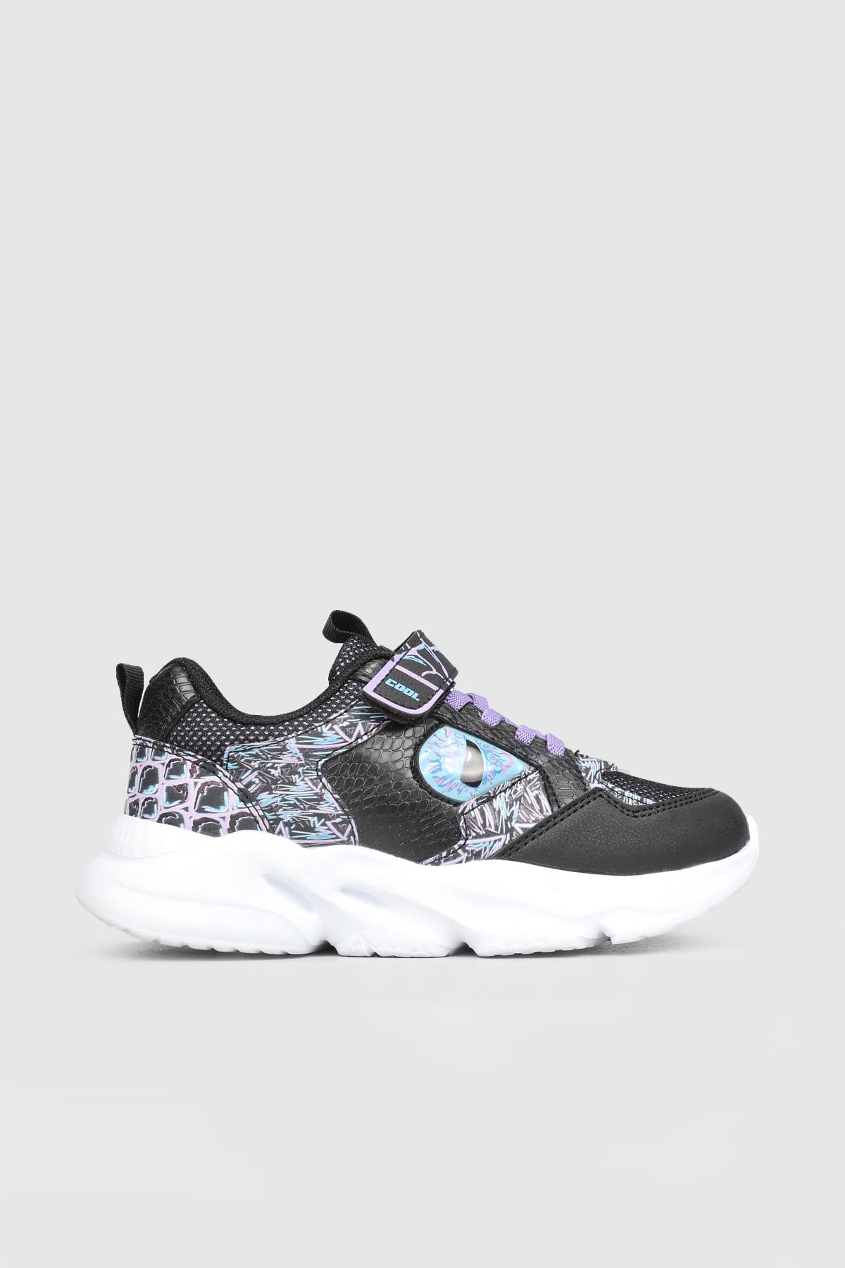Ortopedik Işıklı Sneaker Siyah Lila Çocuk Spor Ayakkabı TOYO Çocuk Günlük Spor Ayakkabı Cool COOL TOYO 22Y