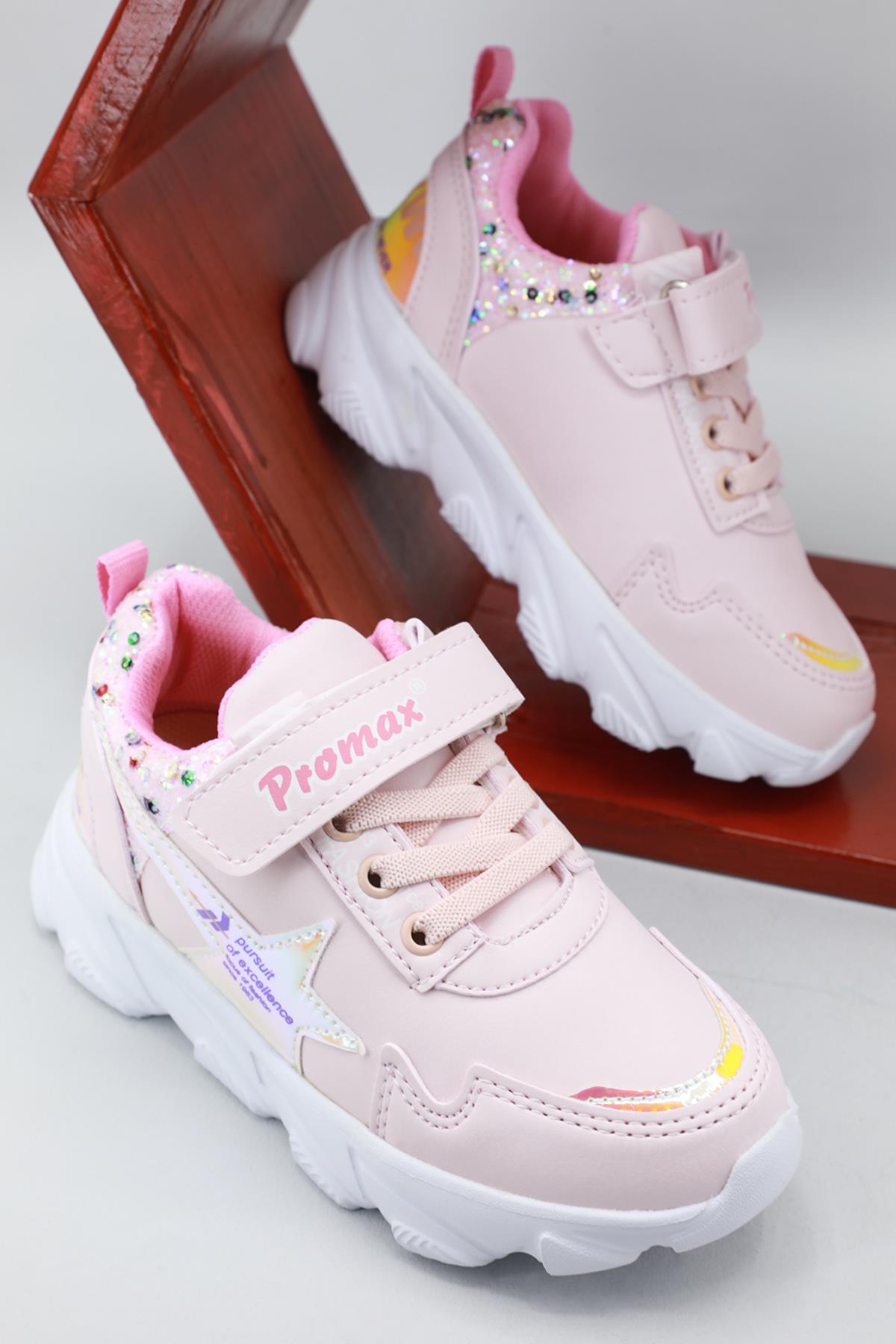 Ortopedik Pembe Çocuk Spor Ayakkabı 1651 Çocuk Günlük Spor Ayakkabı Promax Promax 1651 Çocuk