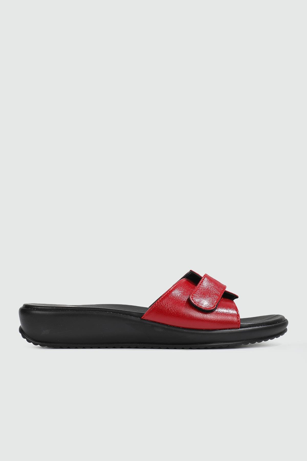 Ortopedik Taban Cırtlı Kırmızı Kadın Terlik 9200-12 Kadın Günlük Terlik Ceyo 135083197