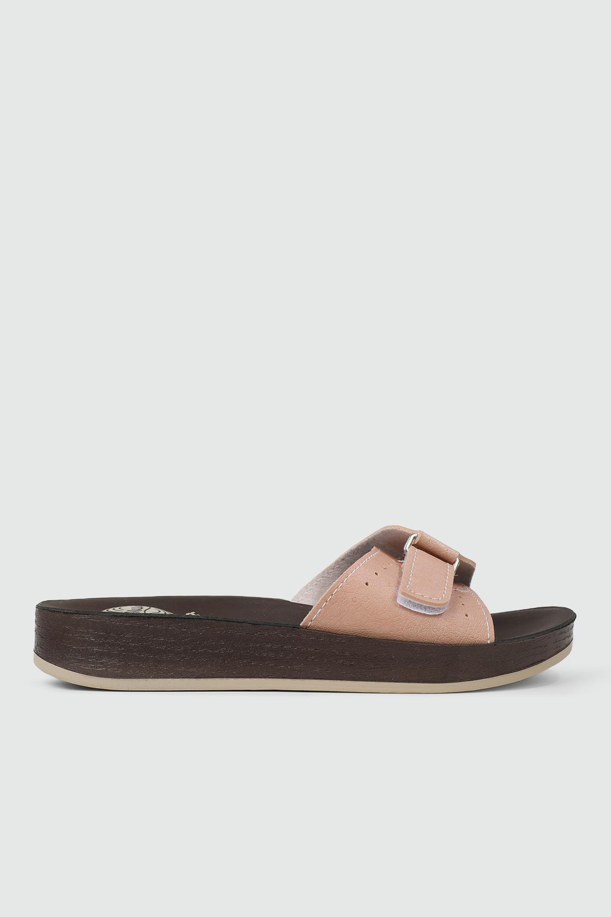 Ortopedik Taban Deri Günlük Krem Kadın Terlik 14998 Kadın Günlük Terlik Gezer GEZER 14998 ZEN TERLİK