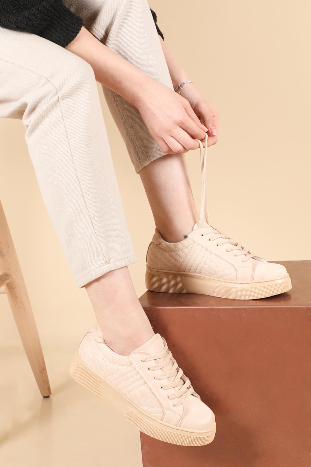 Ortopedik Ten Süet Kadın Spor Ayakkabı CROSS Kadın Sneaker Beınsteps BEİNSTEPS Ş-03 CROSS