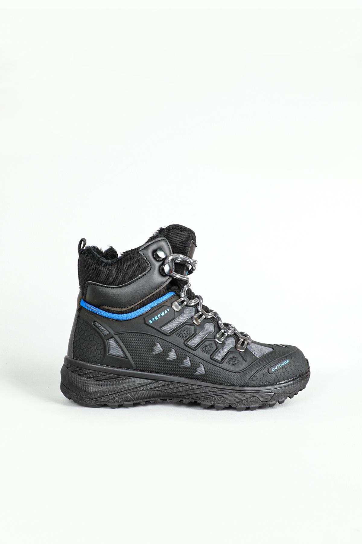 Outdoor Füme Siyah Mavi Unisex Spor Ayakkabı 8075 Unisex Outdoor Stepway STEPWAY 8075 UNİSEX TRAKİNG