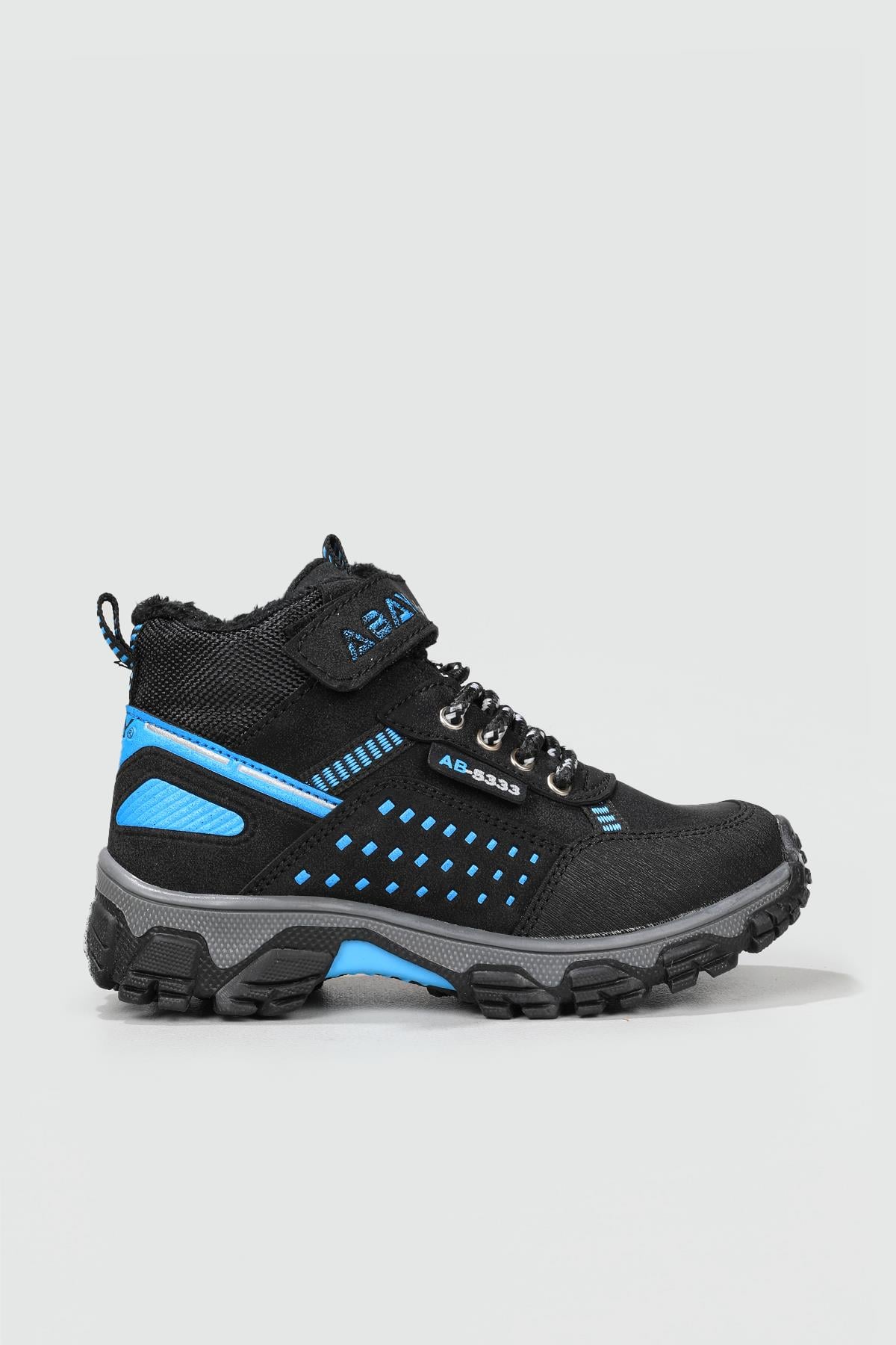 Outdoor Rahat Bağcıklı Cırtlı Siyah Turkuaz Çocuk Bot 5333 Çocuk bot & Çizme Beınsteps ABAY AB-5333 FLT 22K
