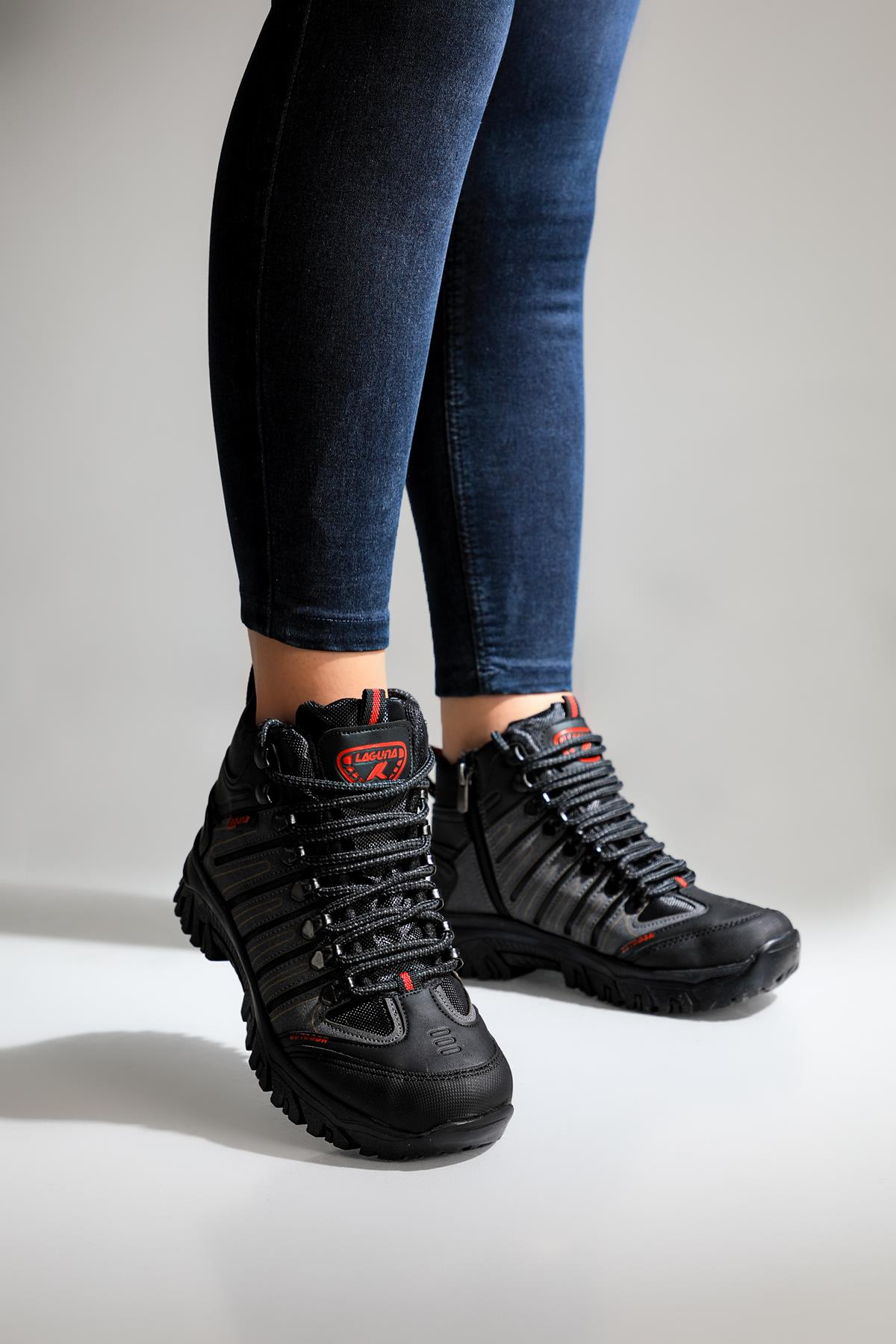 Outdoor Rahat Bağcıklı Fermuarlı Füme Unisex Bot 008 Unisex Günlük Confort Bot Laguna LAGUNA 008 UNİSEX OUTDOOR