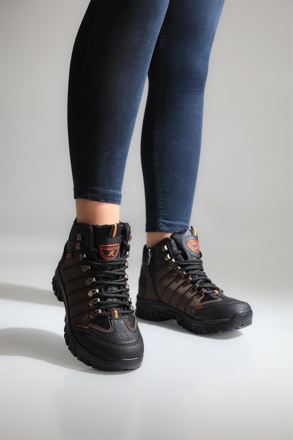 Outdoor Rahat Bağcıklı Fermuarlı Kahverengi Unisex Bot 008 Unisex Günlük Confort Bot Laguna LAGUNA 008 UNİSEX OUTDOOR