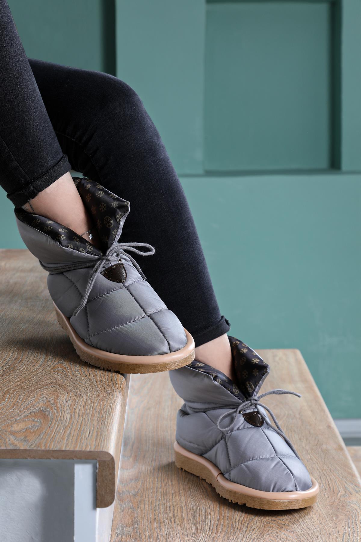 Paraşüt Kumaş Gri Kadın Kar Botu Teemo Kadın Kar Botu Beınsteps Carla Bella Teemo