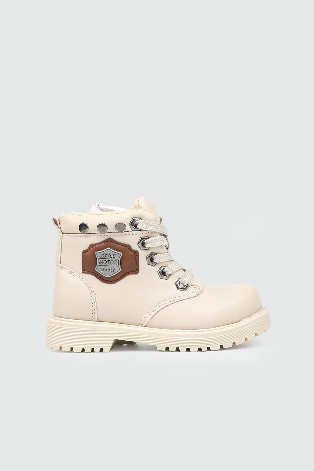 Rahat Bağcıklı Fermuarlı Bej Taba Çocuk Bot POLACT 24050 P Çocuk bot & Çizme Polact POLACT 24050 Patik 25K