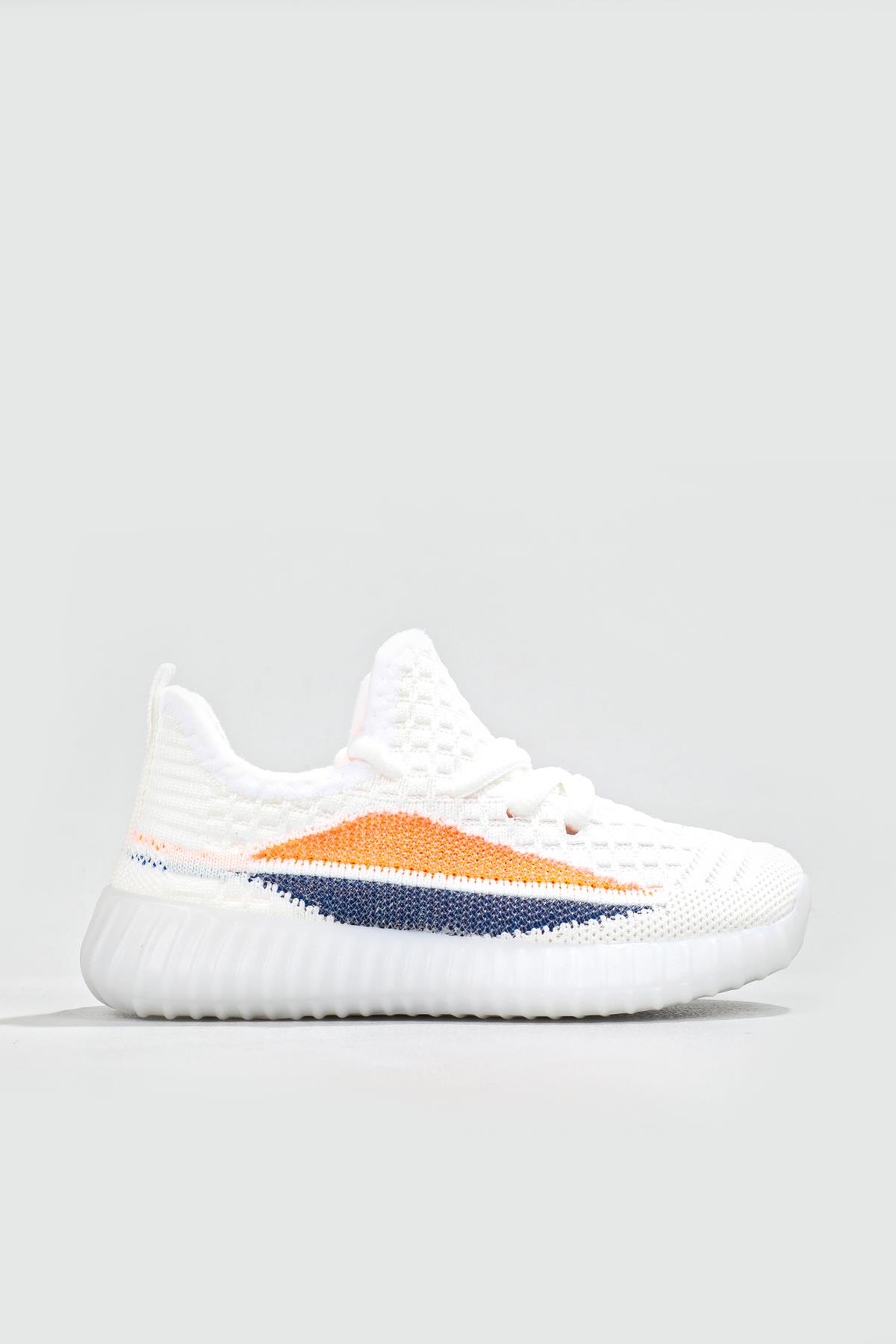 Rahat Cırtlı Beyaz Çocuk Spor Ayakkabı YEZZY Çocuk Günlük Spor Ayakkabı Cool COOL Yezzy Triko 22y