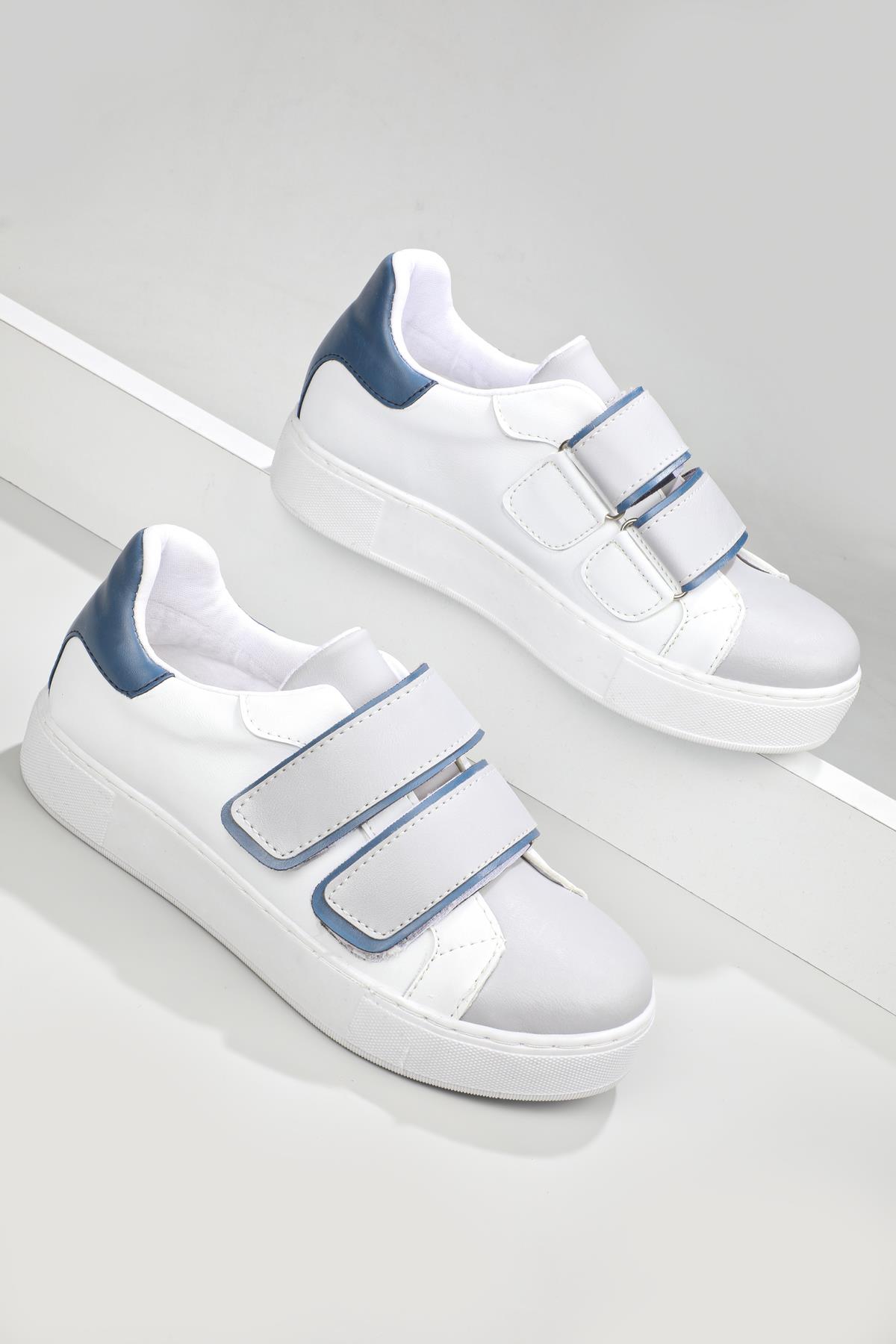 Rahat Cırtlı Kaymaz Taban Beyaz Gri Kadın Spor Ayakkabı LOWCAROLİNE Kadın Sneaker Beınsteps Beinsteps Low Caroline 22K