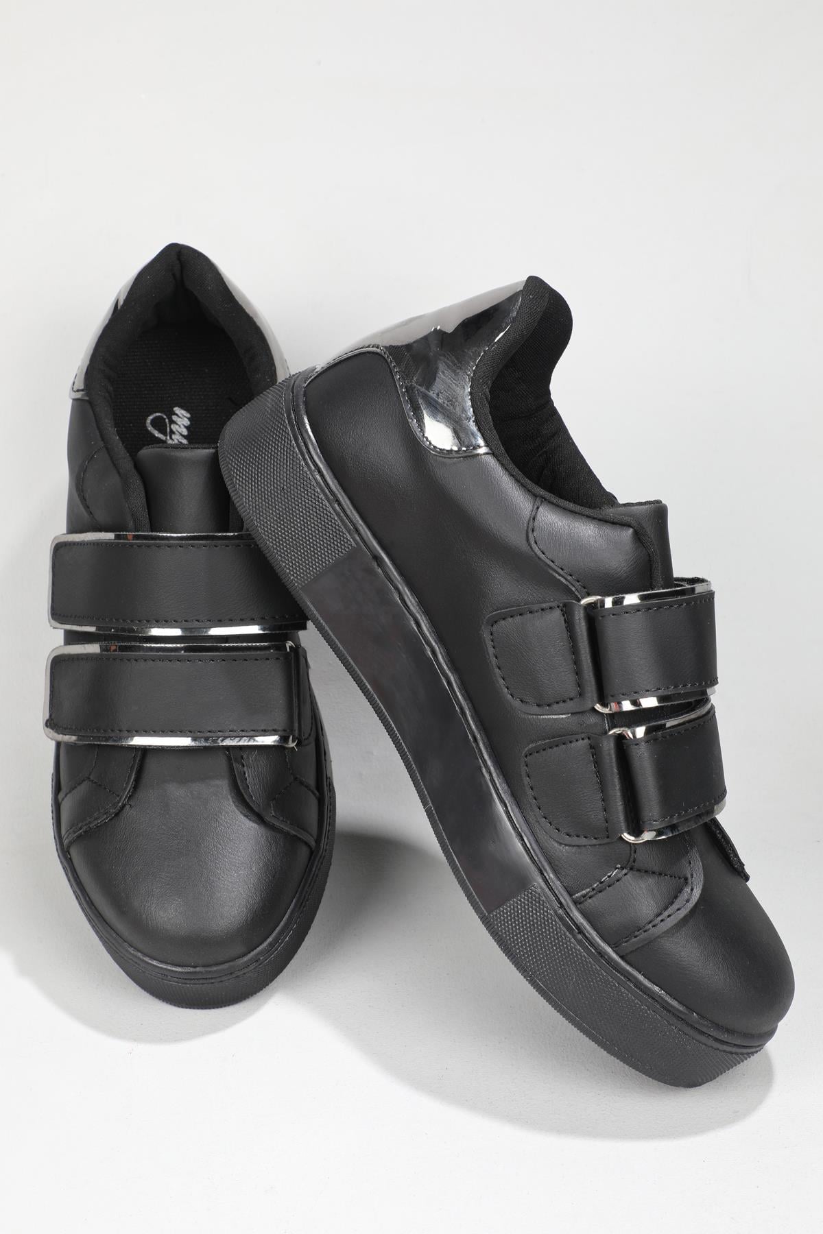 Rahat Cırtlı Kaymaz Taban Siyah Platin Kadın Spor Ayakkabı LOWCAROLİNE Kadın Sneaker Beınsteps Beinsteps Low Caroline 22K
