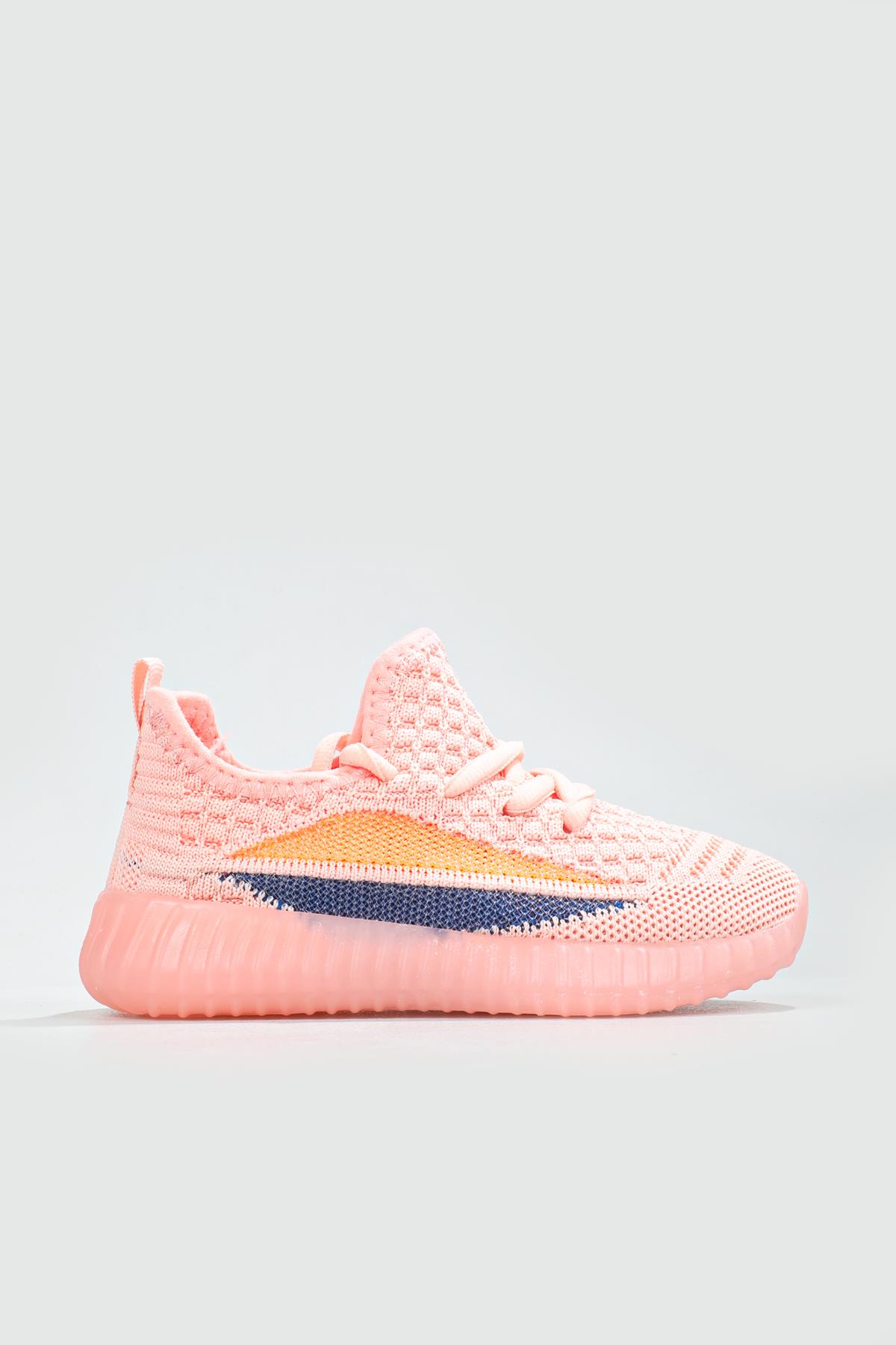 Rahat Cırtlı Pembe Çocuk Spor Ayakkabı YEZZY Çocuk Günlük Spor Ayakkabı Cool COOL Yezzy Triko 22y