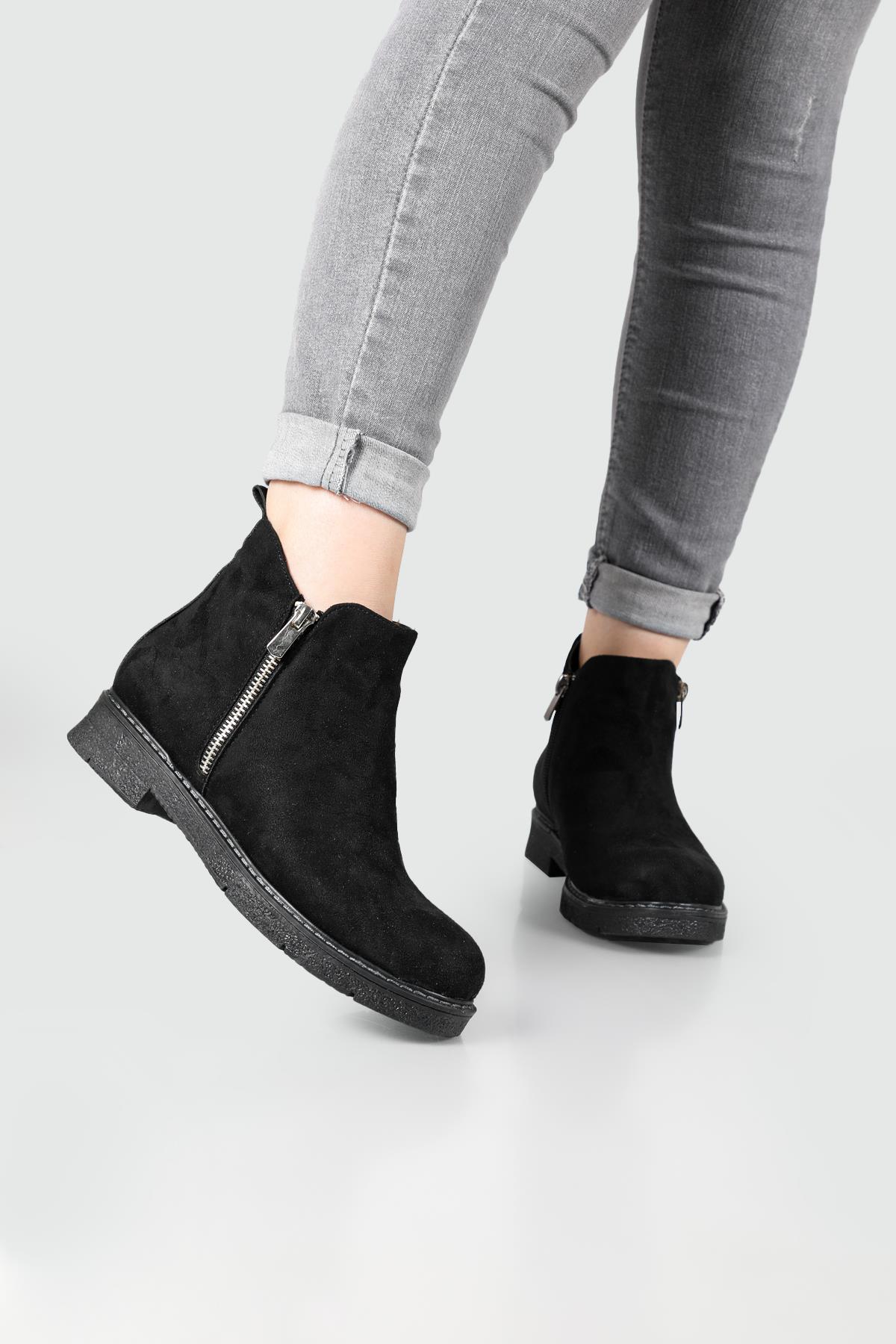 Rahat Comfort Siyah Süet Kadın Bot B-K805 Kadın Günlük Conford Bot Carla Bella My Bella B-K805 22K