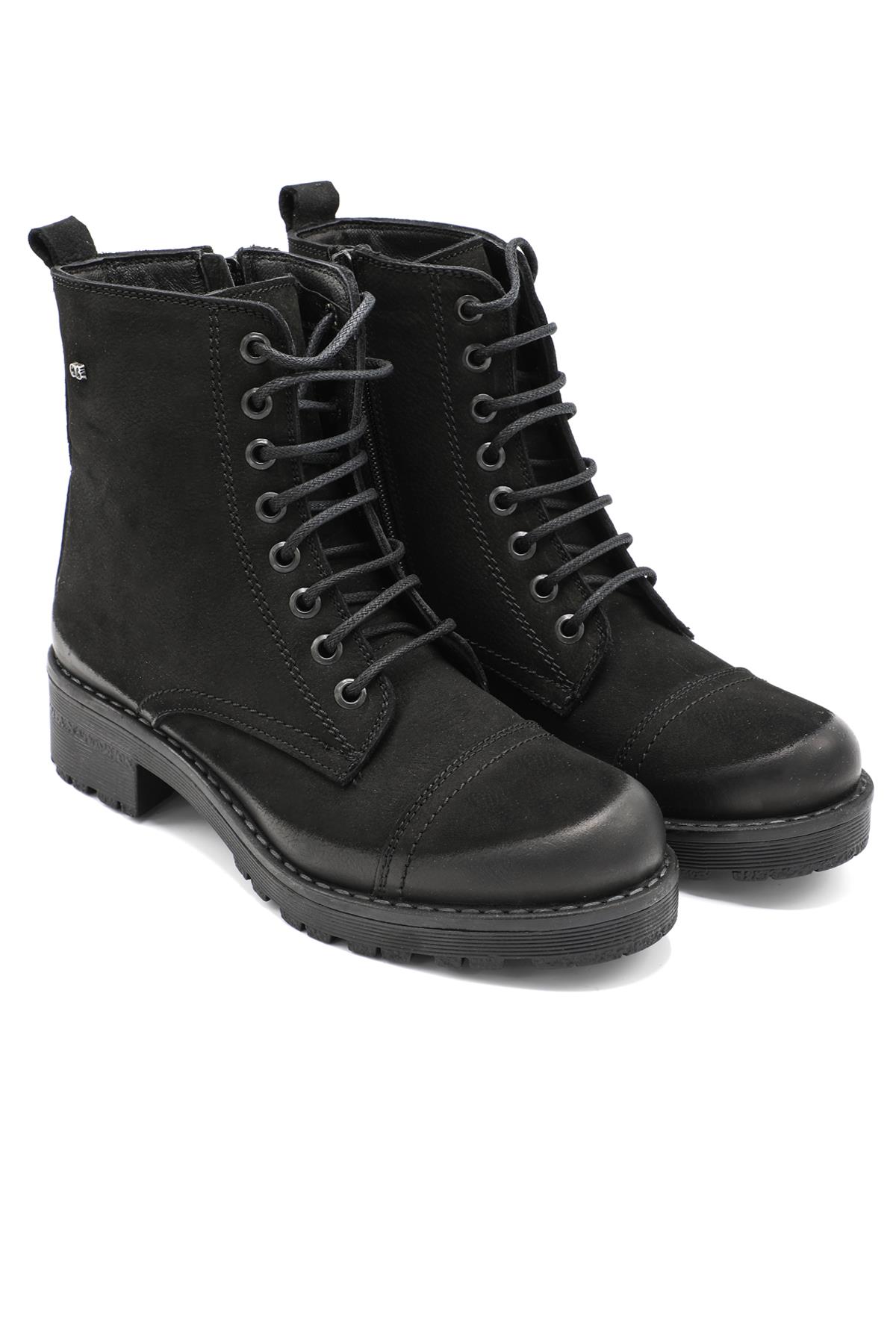 Rahat Deri Siyah Kadın Bot 42345-2 Kadın Günlük Conford Bot Castle Black CASTLE BLACK 42345-2