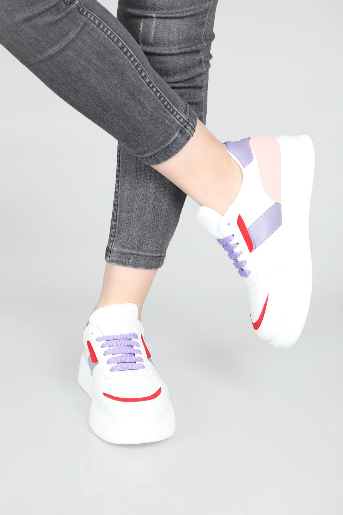 Rahat Nefes Alır Bağcıklı Byz Lila Kadın Spor Ayakkabı LANARA Kadın Sneaker Beınsteps Beinsteps 3020 Lanara 22Y