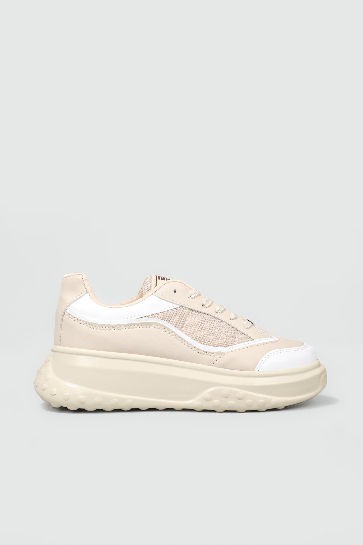 Rahat Nefes Alır Sneakers Bej Beyaz Kadın Spor Ayakkabı 153 Kadın Günlük Spor Ayakkabı Dark Step DARKSTEP 153 ZEN SPOR AYAK