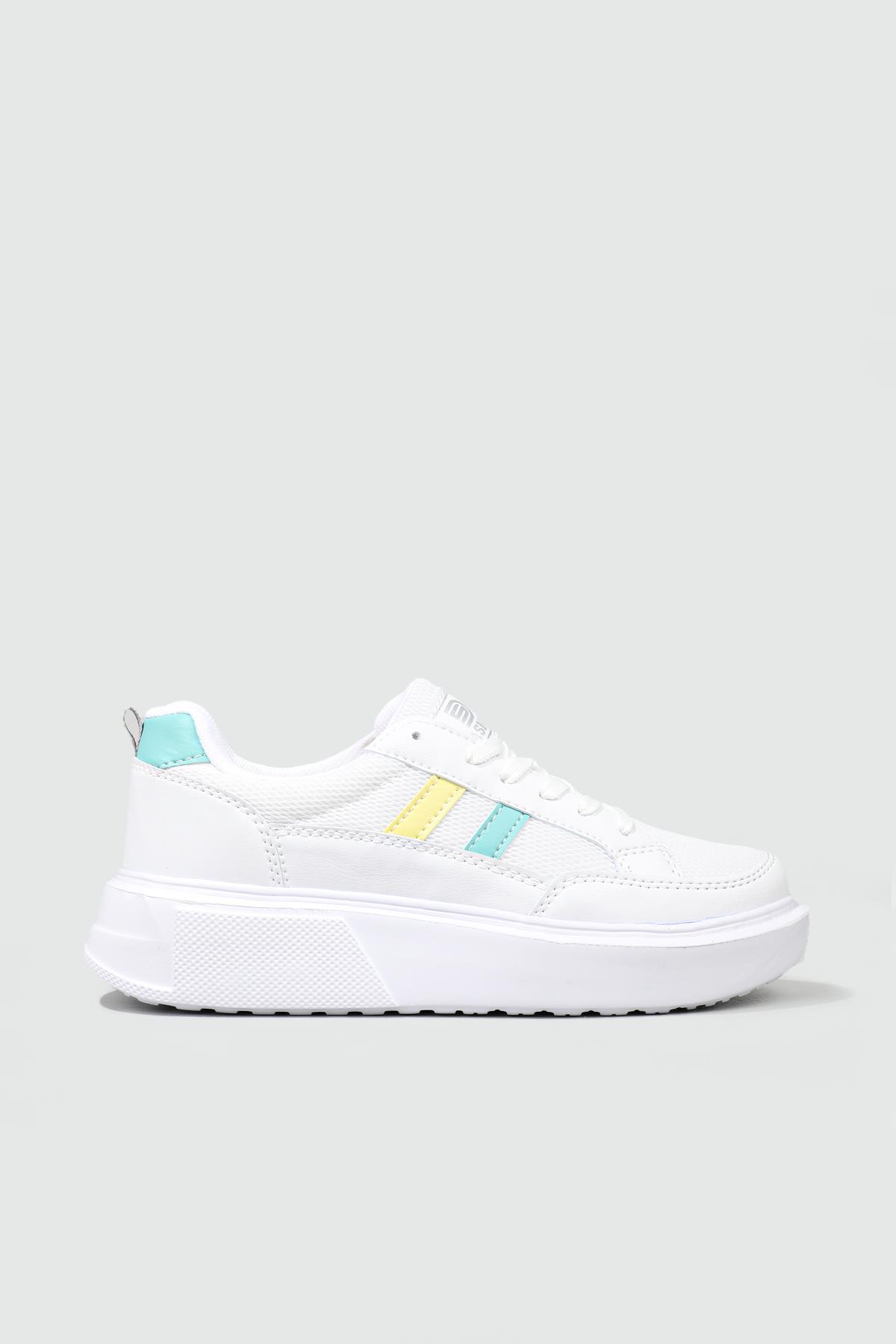 Rahat Nefes Alır Sneakers Beyaz Sarı Su Yeşil Kadın Spor Ayakkabı 151 Kadın Günlük Spor Ayakkabı Dark Step DARKSTEP 151 ZEN SPOR AYAK