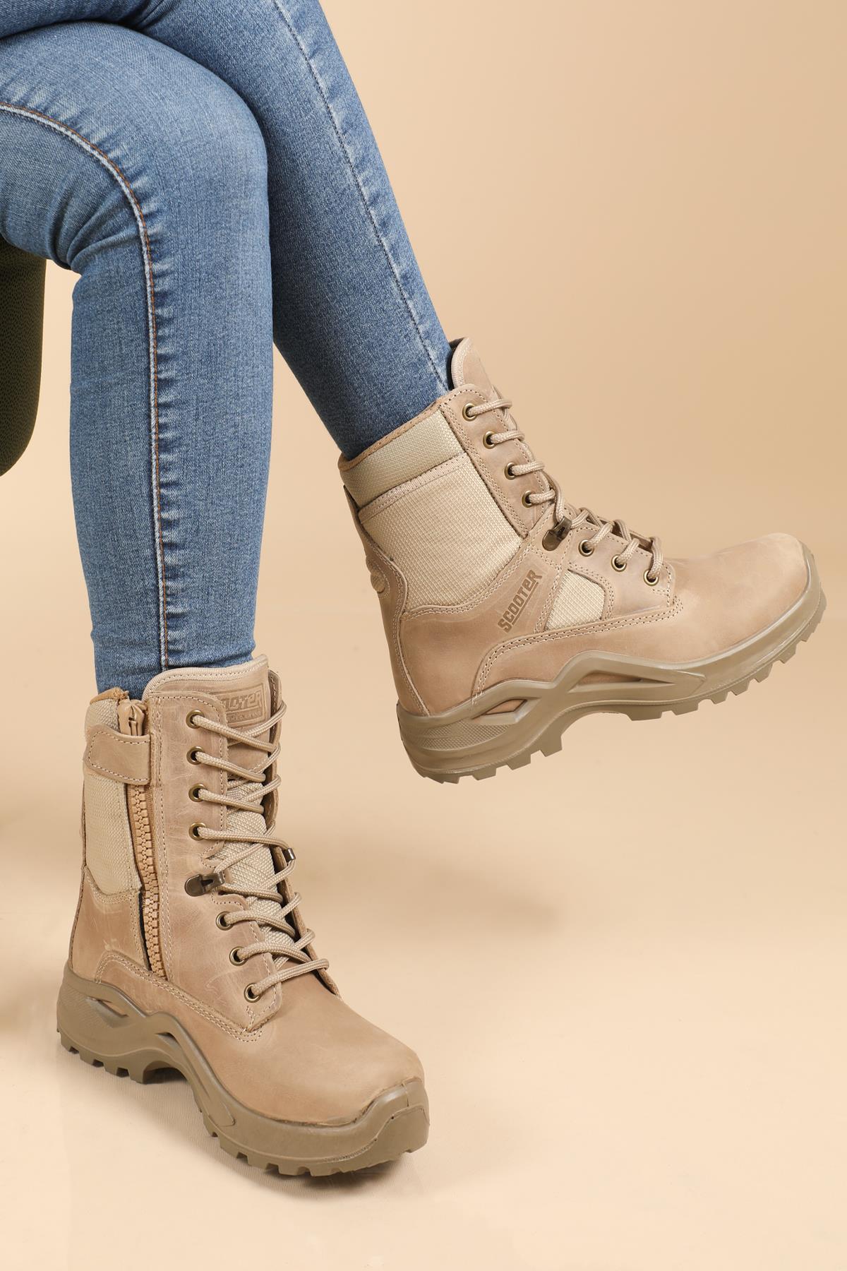 Rahat Nefes Alır Sneakers Crazy Bej Unisex Bot 1224 Unisex Günlük Confort Bot Scooter SCOOTER 1224 GAR BOT