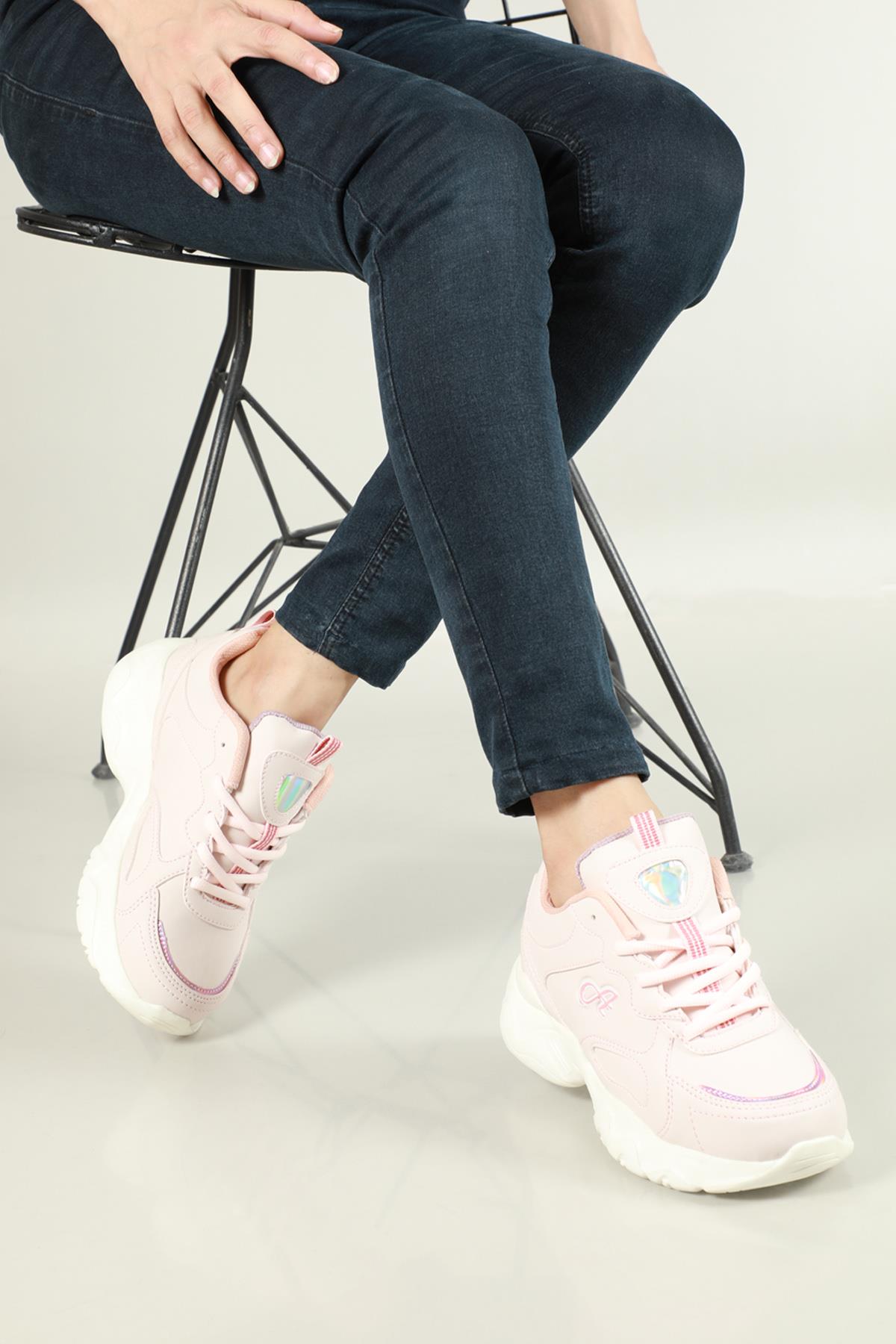 Rahat Nefes Alır Sneakers Pudra Kadın Spor Ayakkabı Z025DM Kadın Sneaker Osaka OSAKA Z025DM Kadin Sneakers