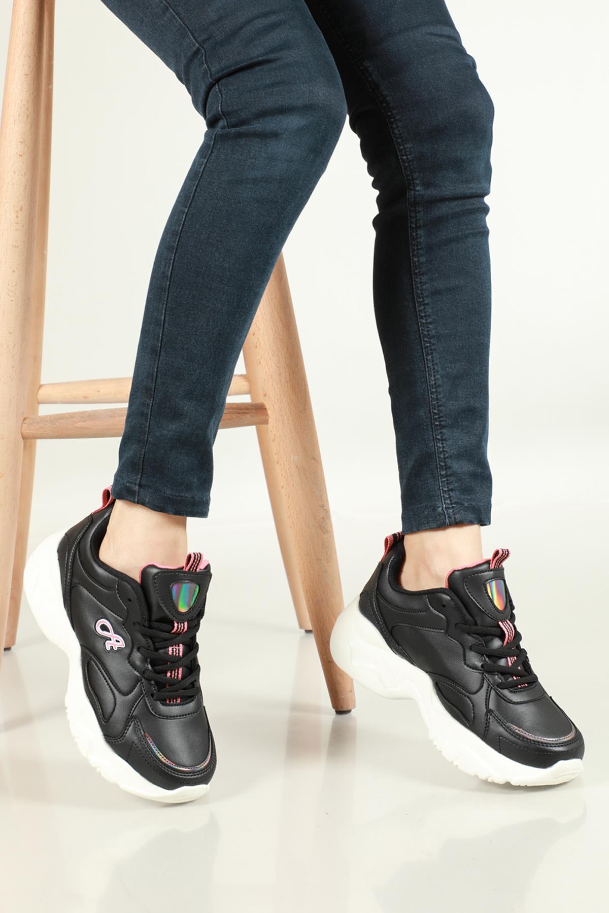 Rahat Nefes Alır Sneakers Siyah Bakır Pembe Kadın Spor Ayakkabı Z025DM Kadın Sneaker Osaka OSAKA Z025DM Kadin Sneakers