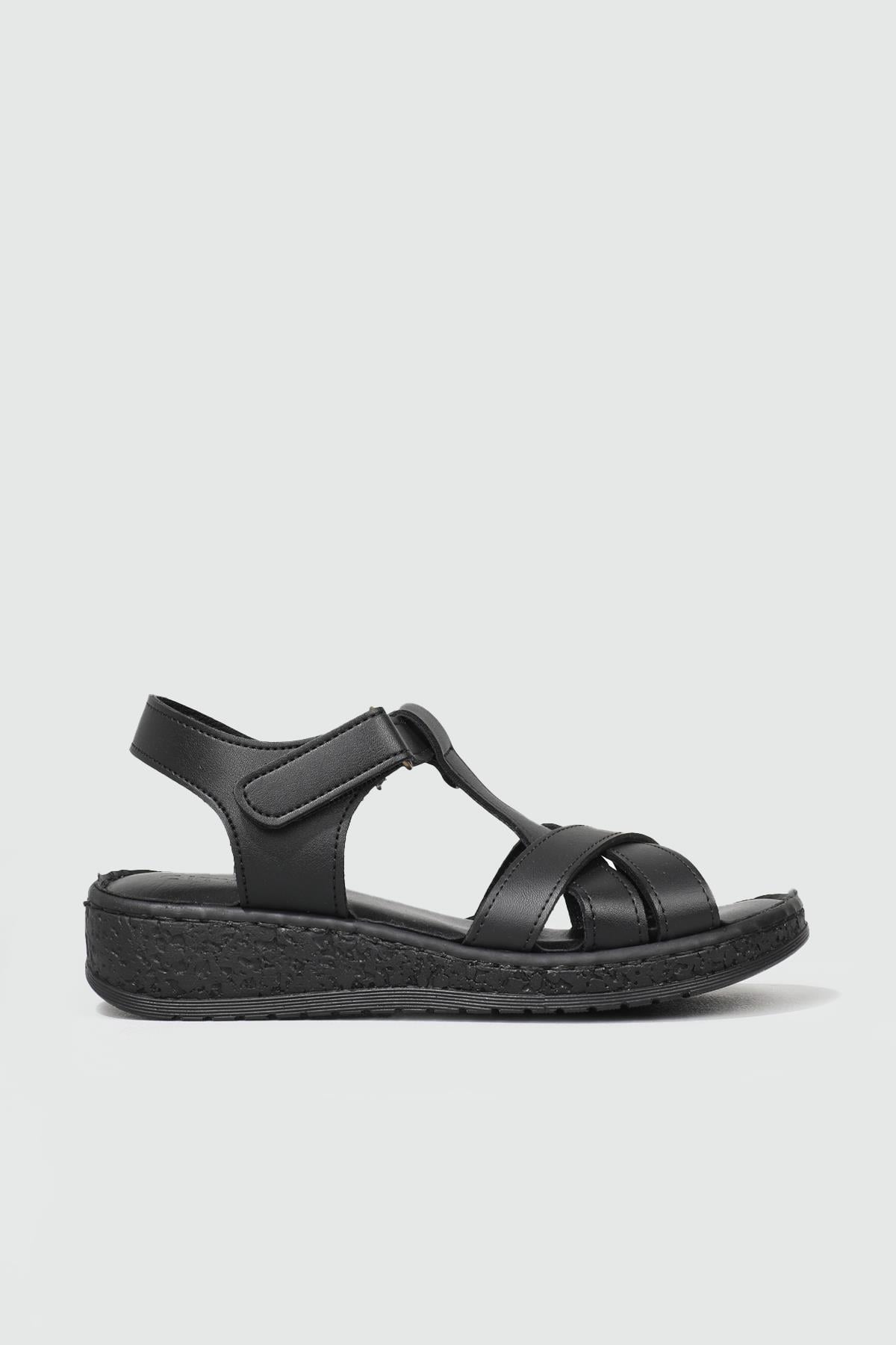 Rahat Taban Günlük Siyah Kadın Sandalet MM-E011 Kadın Düz Sandalet Cıtyzen Cityzen MM-E011 Sandalet 22Y