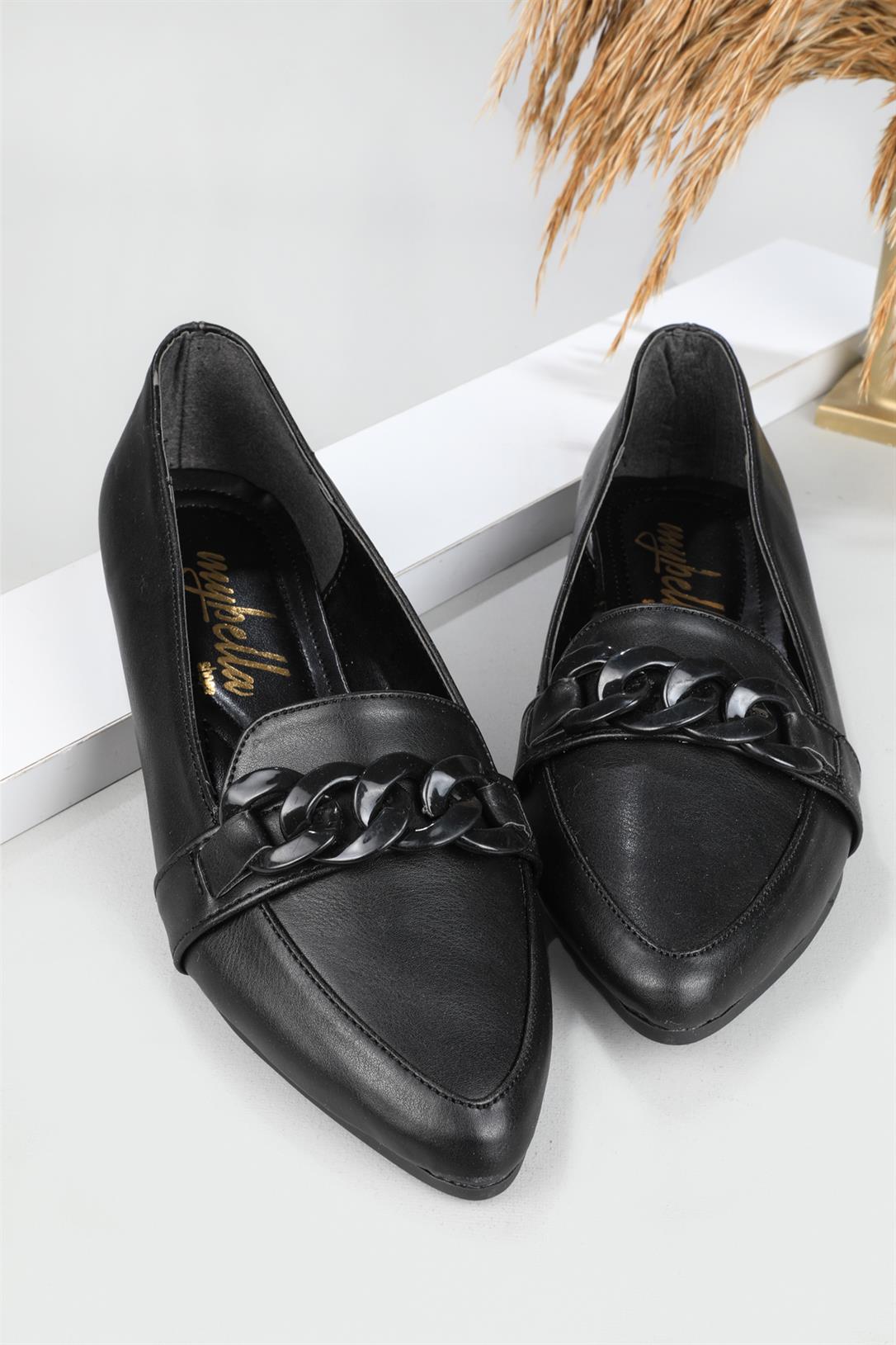 Rahat Zincirli Siyah Kadın Ayakkabı ŞM-028 Kadın Babet Carla Bella My Bella ŞM-028 Zincirli 23Y