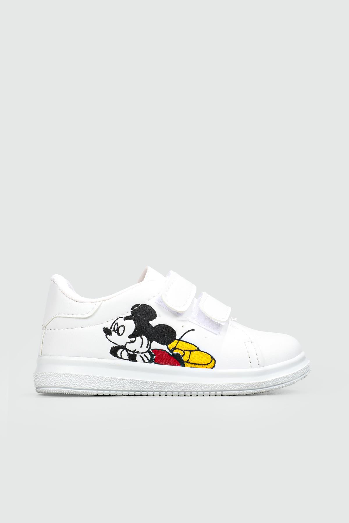 Resim Baskılı Cırtlı Beyaz Beyaz Çocuk Spor Ayakkabı RESİMLİ Çocuk Sneaker Beınsteps Beinsteps Resimli Çocuk Spor