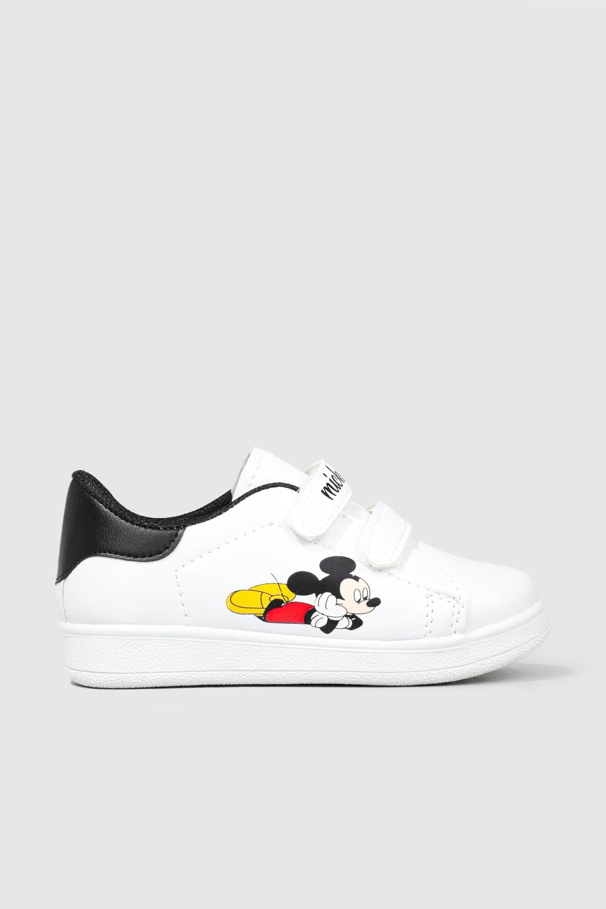 Resim Baskılı Cırtlı Beyaz Siyah Çocuk Spor Ayakkabı RESİMLİ Çocuk Sneaker Beınsteps Beinsteps Resimli Çocuk Spor