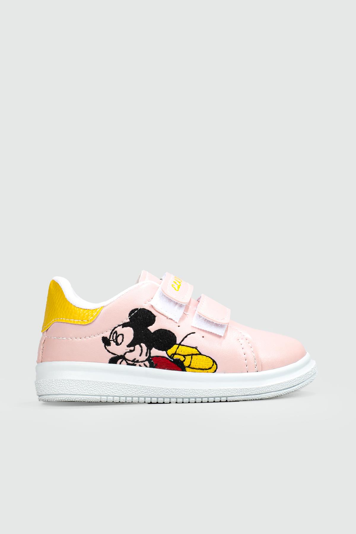 Resim Baskılı Cırtlı Pembe Sarı Çocuk Spor Ayakkabı RESİMLİ Çocuk Sneaker Beınsteps Beinsteps Resimli Çocuk Spor