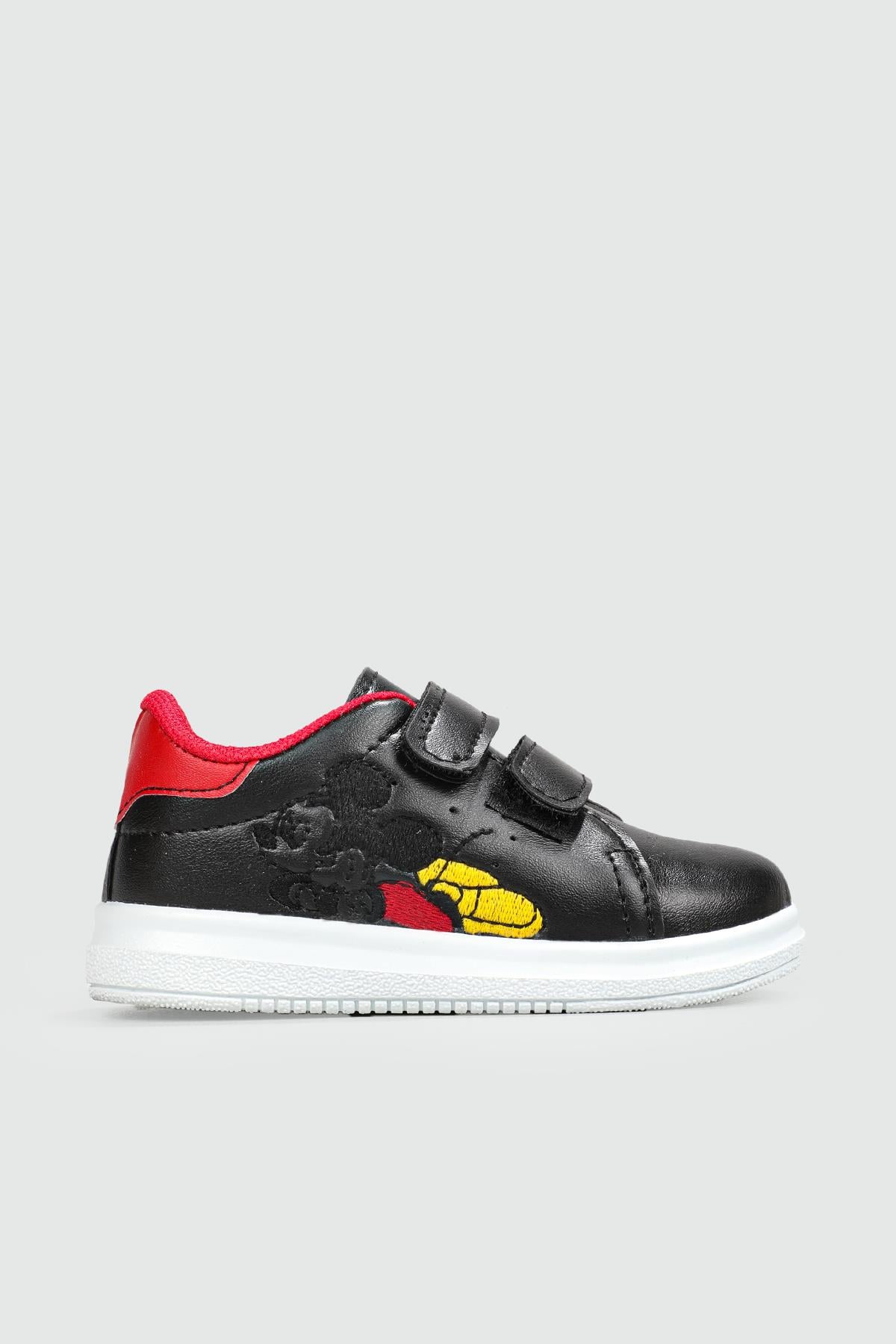 Resim Baskılı Cırtlı Siyah Kırmızı Çocuk Spor Ayakkabı RESİMLİ Çocuk Sneaker Beınsteps Beinsteps Resimli Çocuk Spor