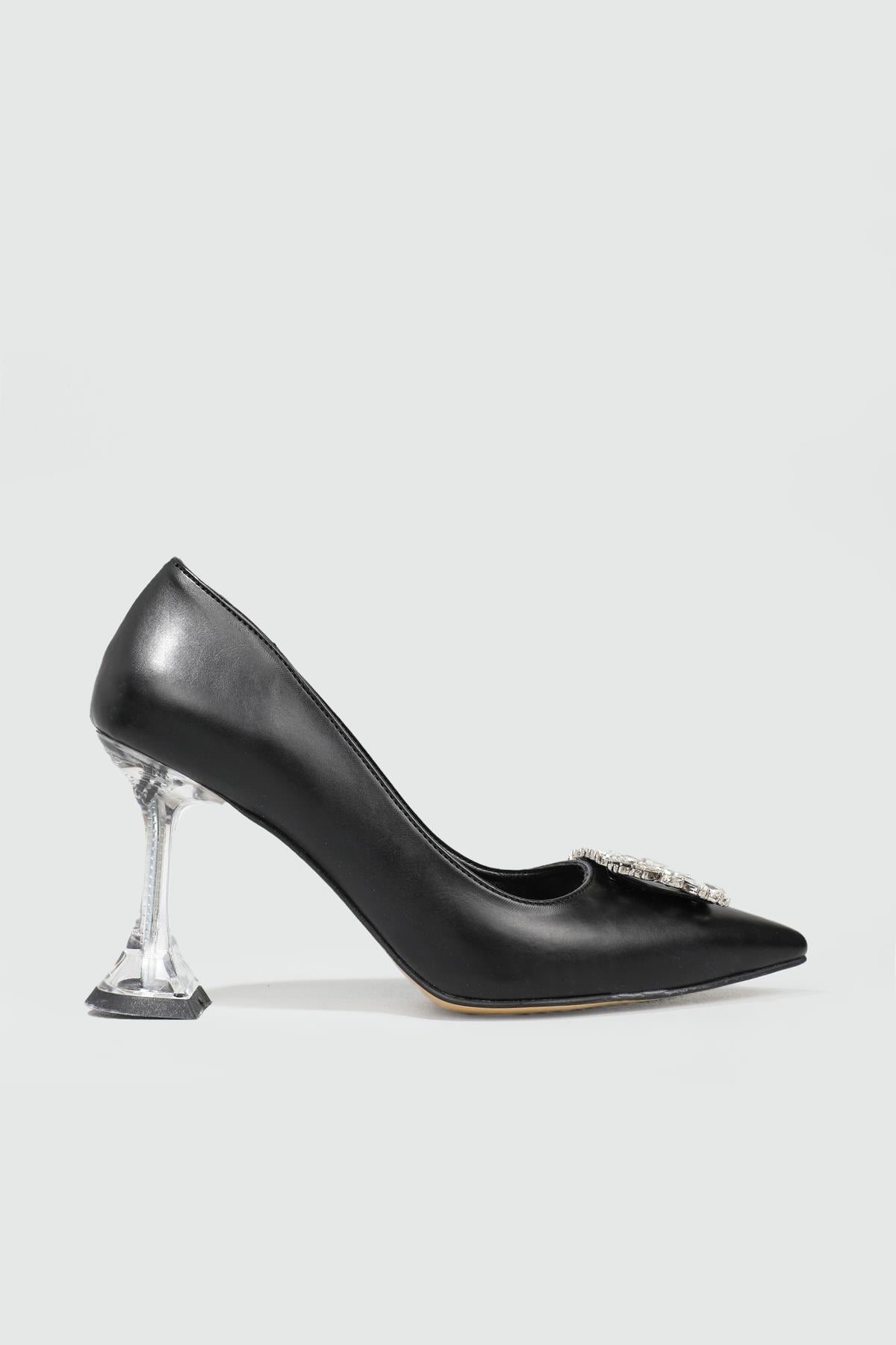 Şeffaf 9 cm Topuk Tokalı Siyah Kadın Ayakkabı EM-501 Kadın Stiletto Carla Bella MY BELLA EM-501 Stiletto 22Y