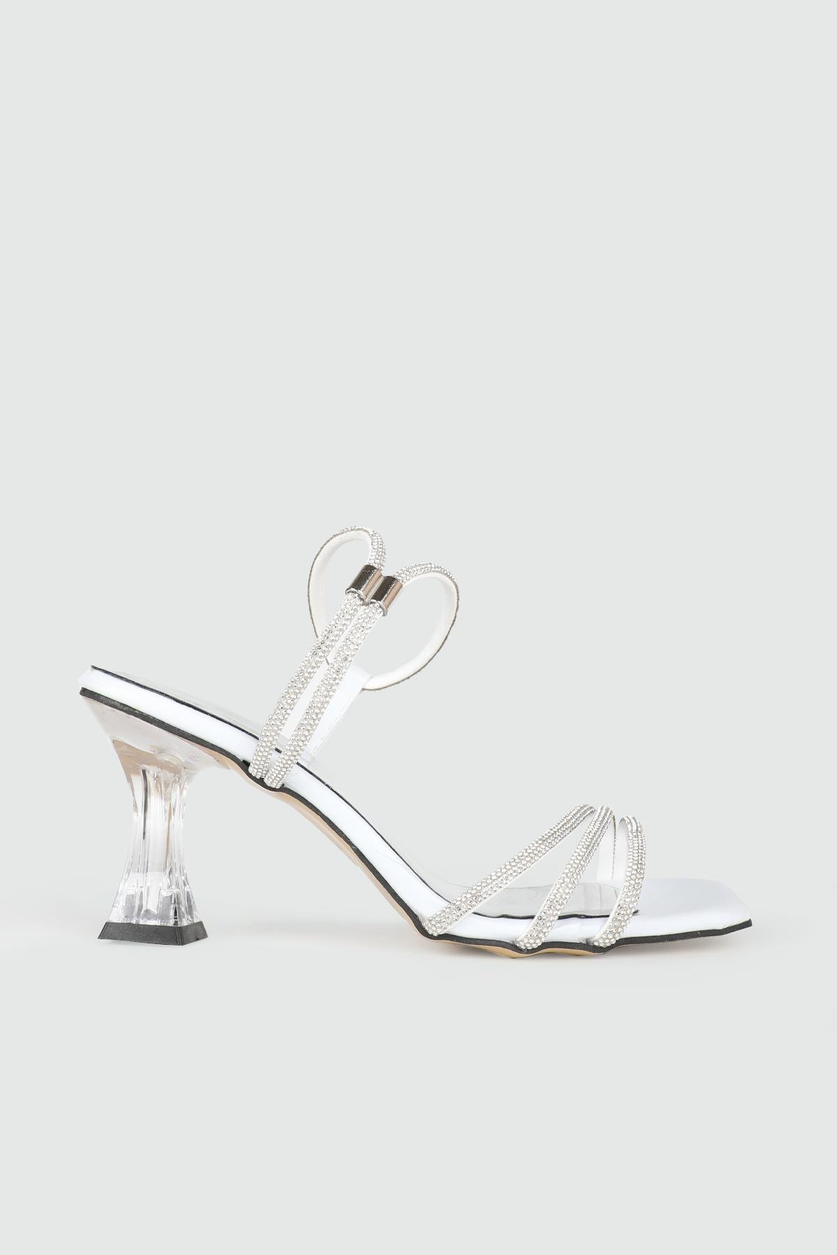 Şeffaf Topuklu Taşlı Beyaz Kadın Ayakkabı MS-SK-02 Kadın Abiye/Gece Carla Bella My Bella MS-SK-02 Kadın 25Y