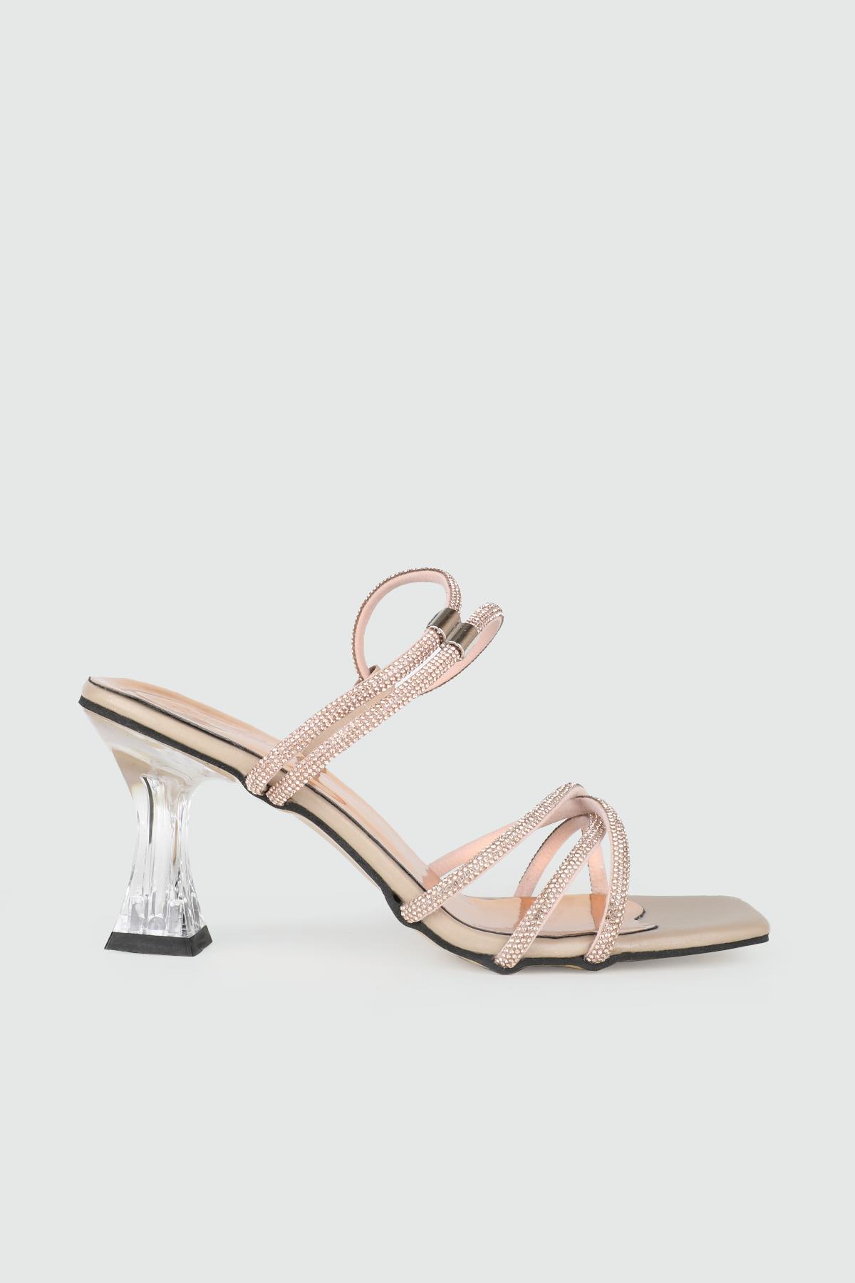 Şeffaf Topuklu Taşlı Nut Kadın Ayakkabı MS-SK-01 Kadın Abiye/Gece Carla Bella My Bella MS-SK-01 Kadın 25Y