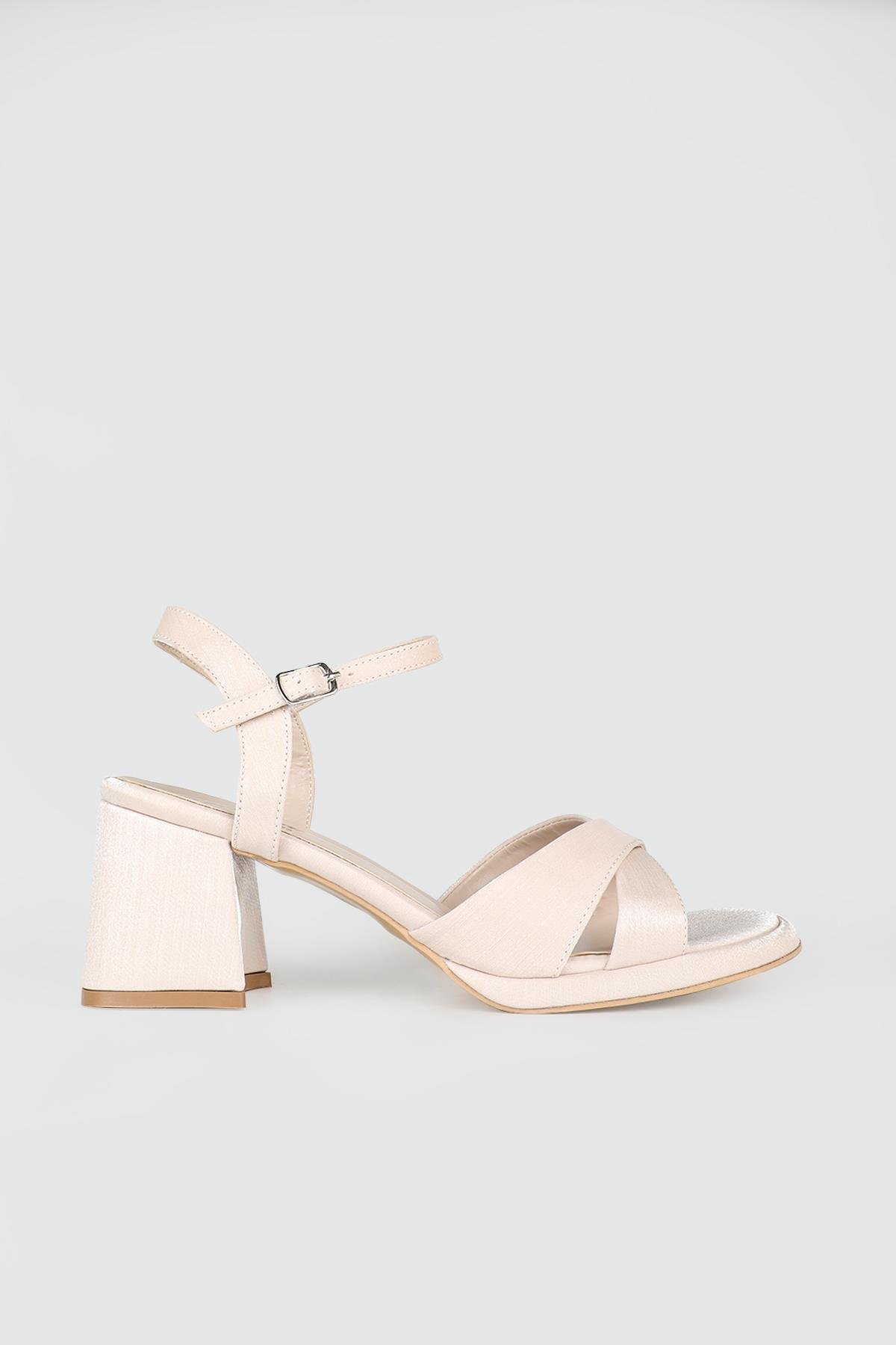 Simli Abiye Ten Saten Kadın Ayakkabı ERB-405 Kadın Yüksek Topuklu MyBella My Bella ERB-405 Kadın 25Y