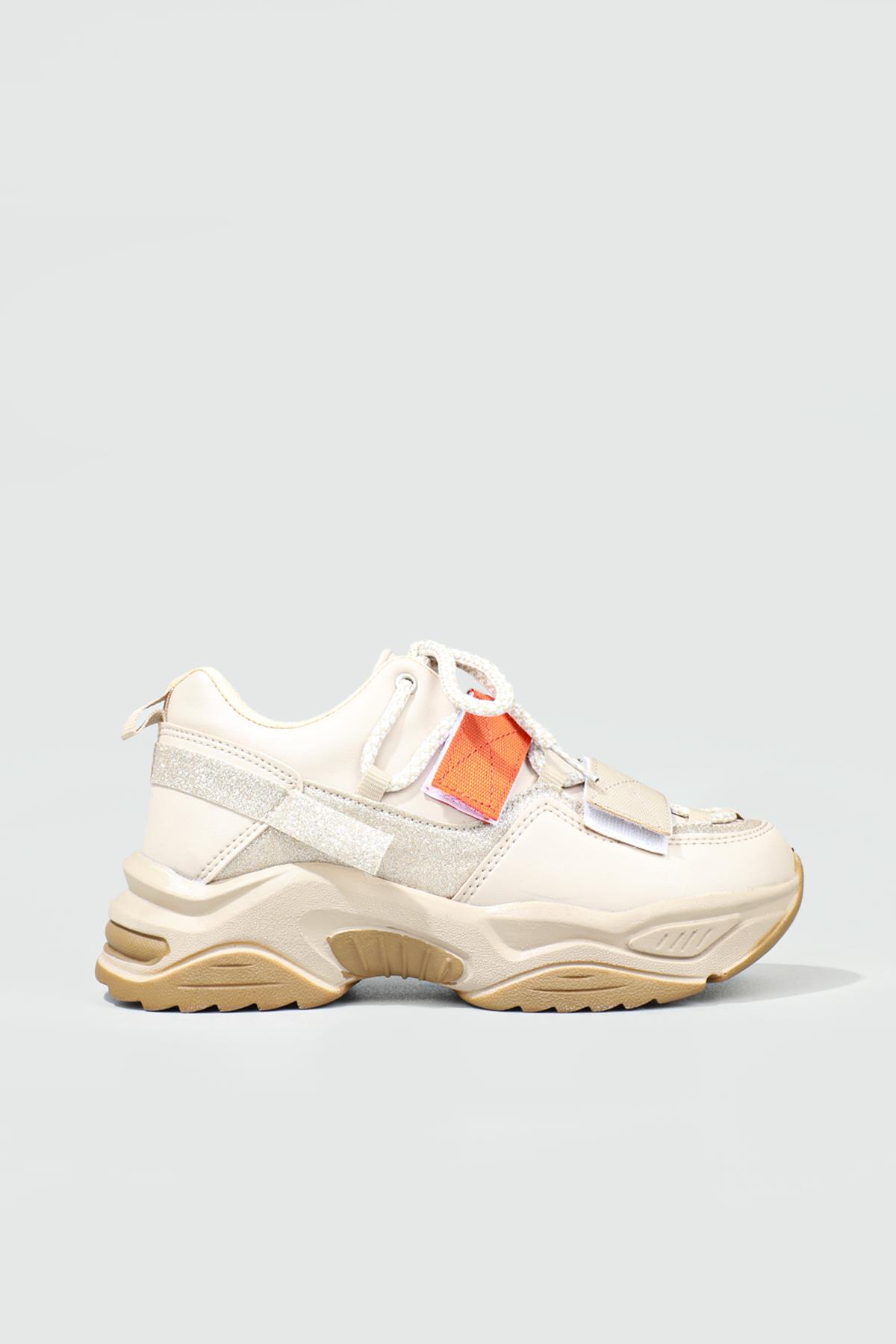 Sneakers Bej Turuncu Kadın Spor Ayakkabı 075 Kadın Sneaker PASOMIA PASOMİA 075 ZEN SPOR AYAK