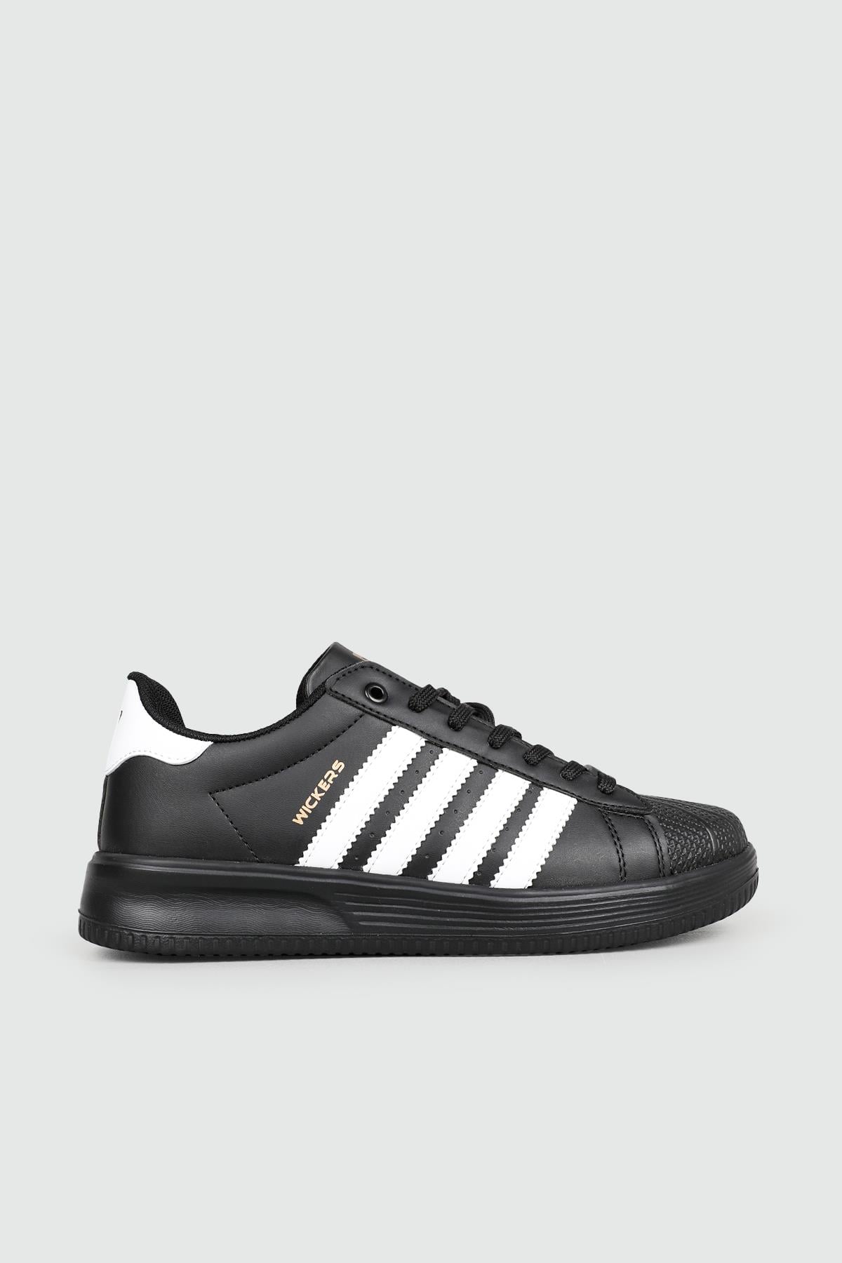 Sneakers Siyah Beyaz Erkek Spor Ayakkabı 2555 Erkek Günlük Spor Ayakkabı Wickers WİCKERS 2555 MER SPOR 22K