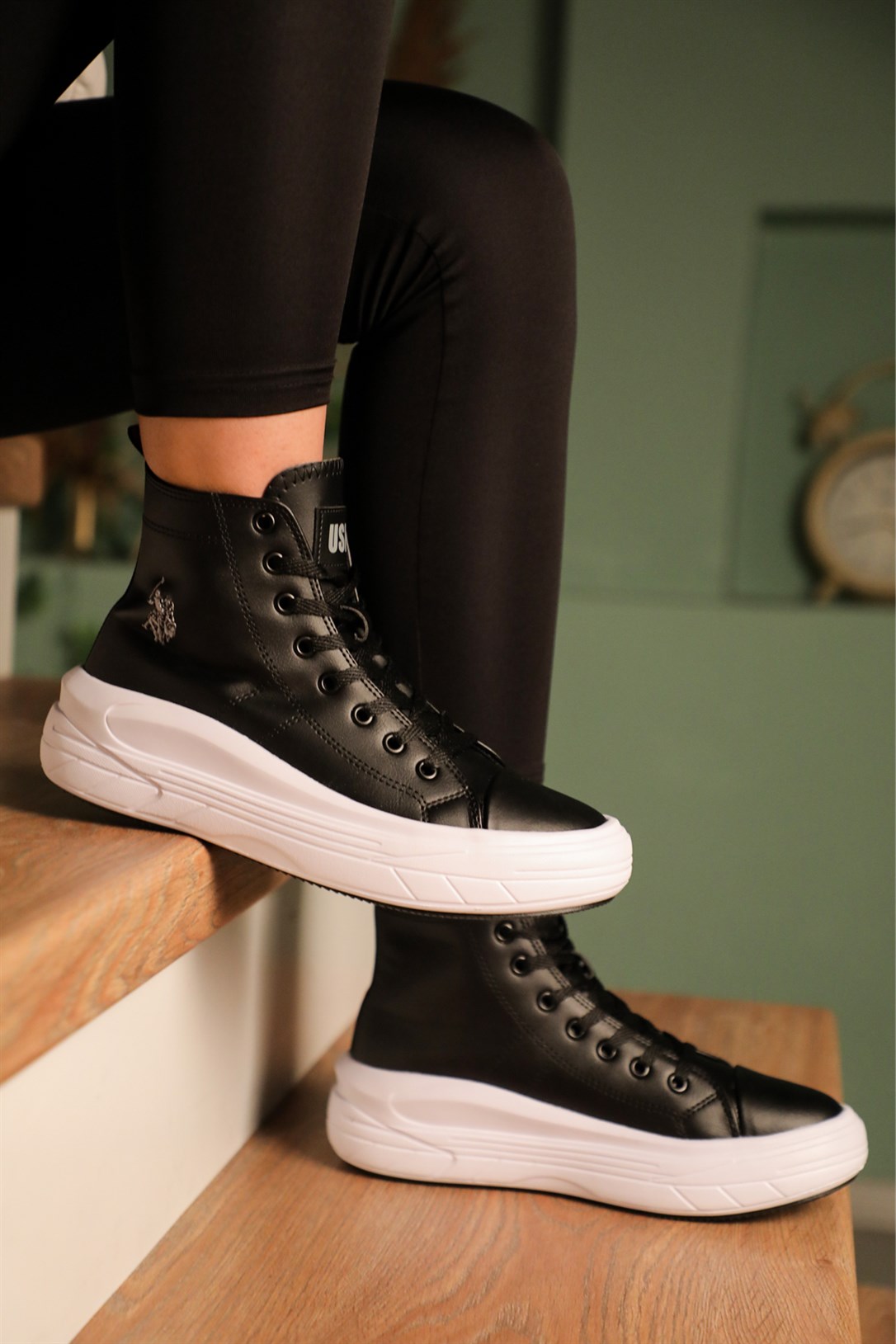 Sneakers Siyah Beyaz Kadın Spor Ayakkabı CLEMENTINE PU Kadın Günlük Spor Ayakkabı U.S Polo U.S POLO CLEMENTINE PU ZEN