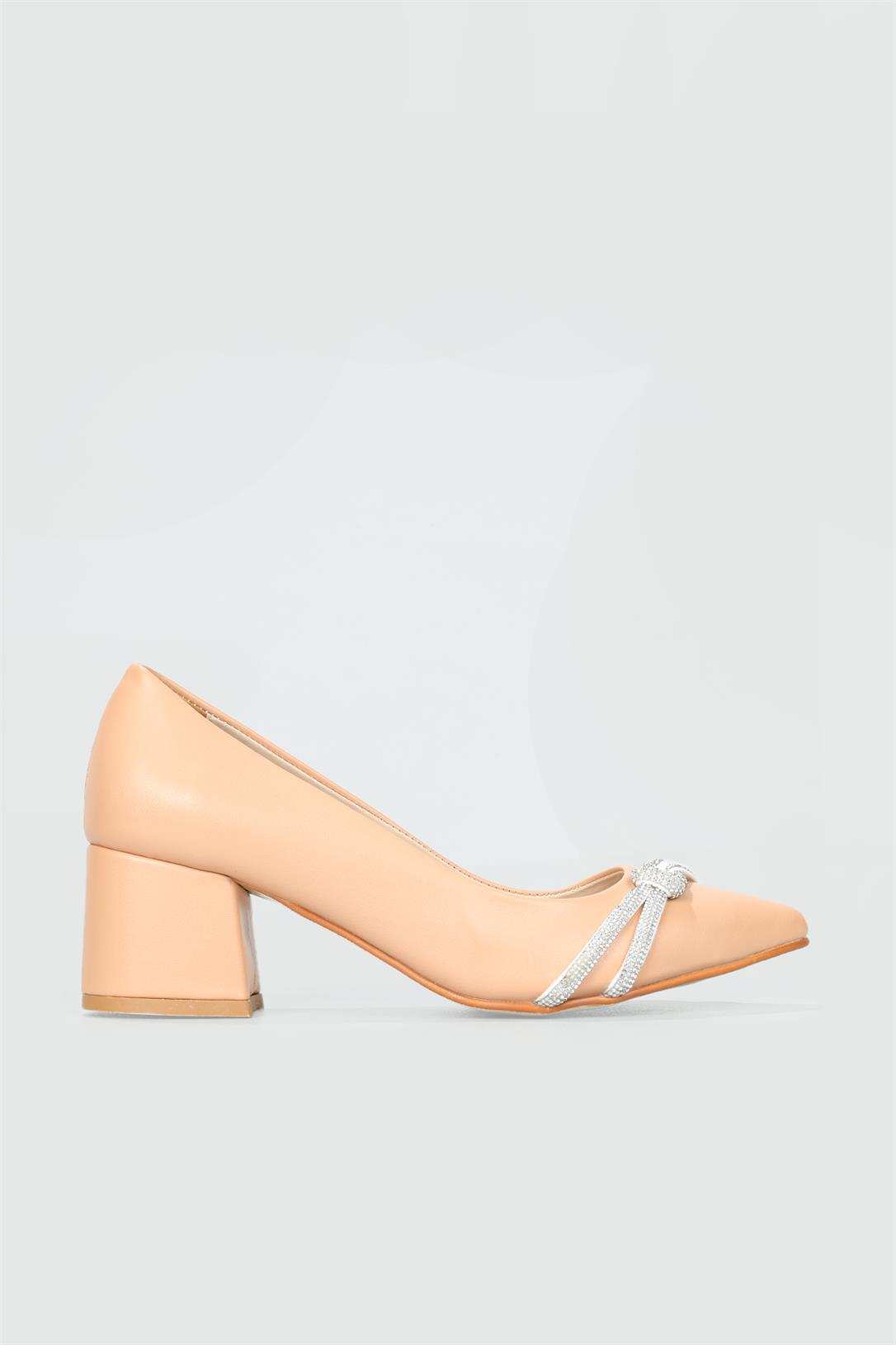 Taşlı 5 Cm Topuklu Günlük Nut Kadın Ayakkabı KD-618-1 Kadın Alçak Topuklu Carla Bella My Bella KD-617-1 Stiletto