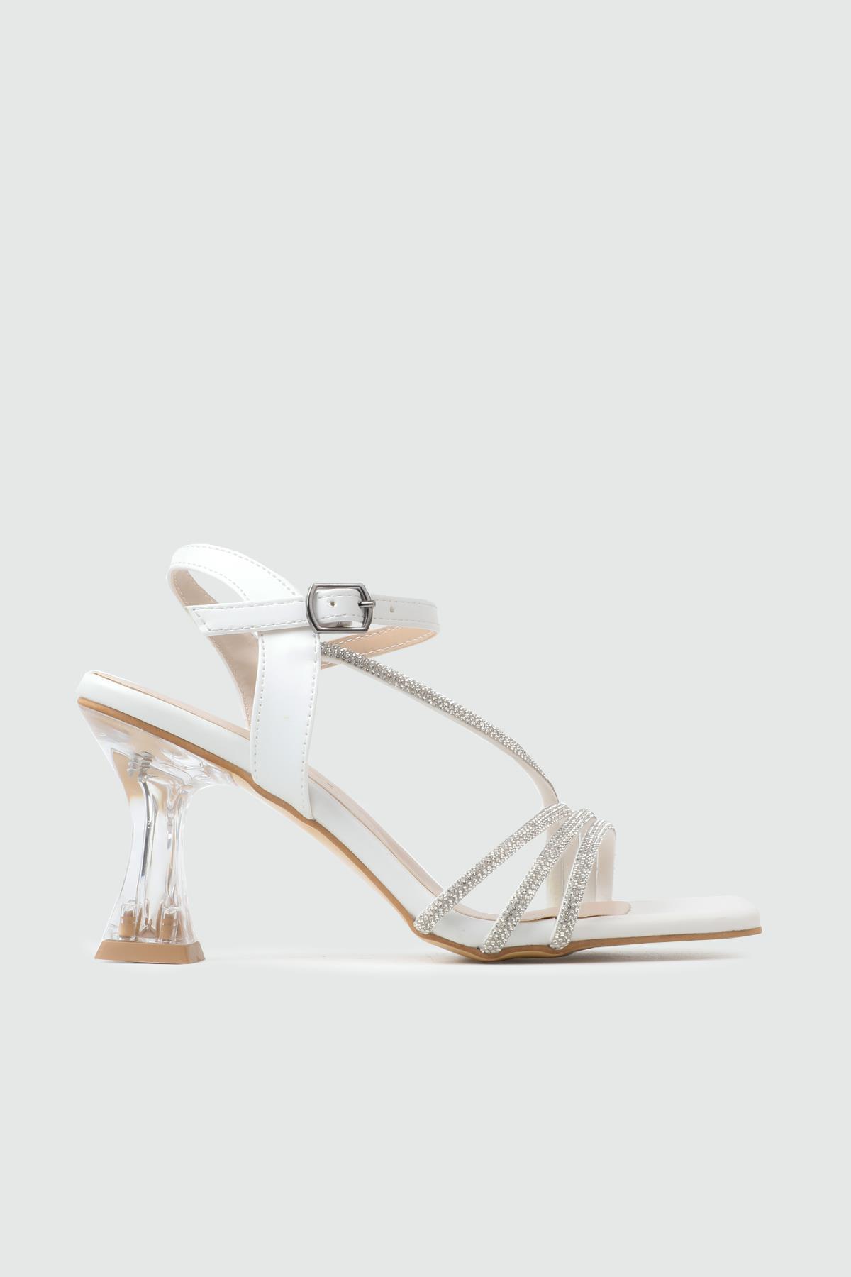 Tek Bant Günlük 5 cm Topuklu Beyaz Kadın Topuklu Ayakkabı LP-910 Kadın Alçak Topuklu MyBella My Bella LP-910 24Y