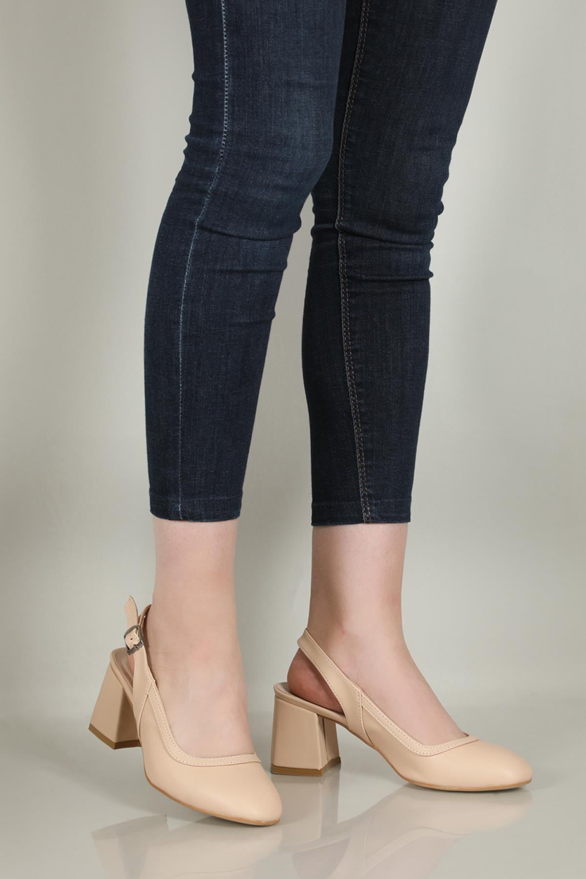 Topuklu Abiye Nut Kapitone Kadın Ayakkabı K-0414 Kadın Alçak Topuklu Zenzile ZENZİLE K-0414 Kadın Ayakkabı