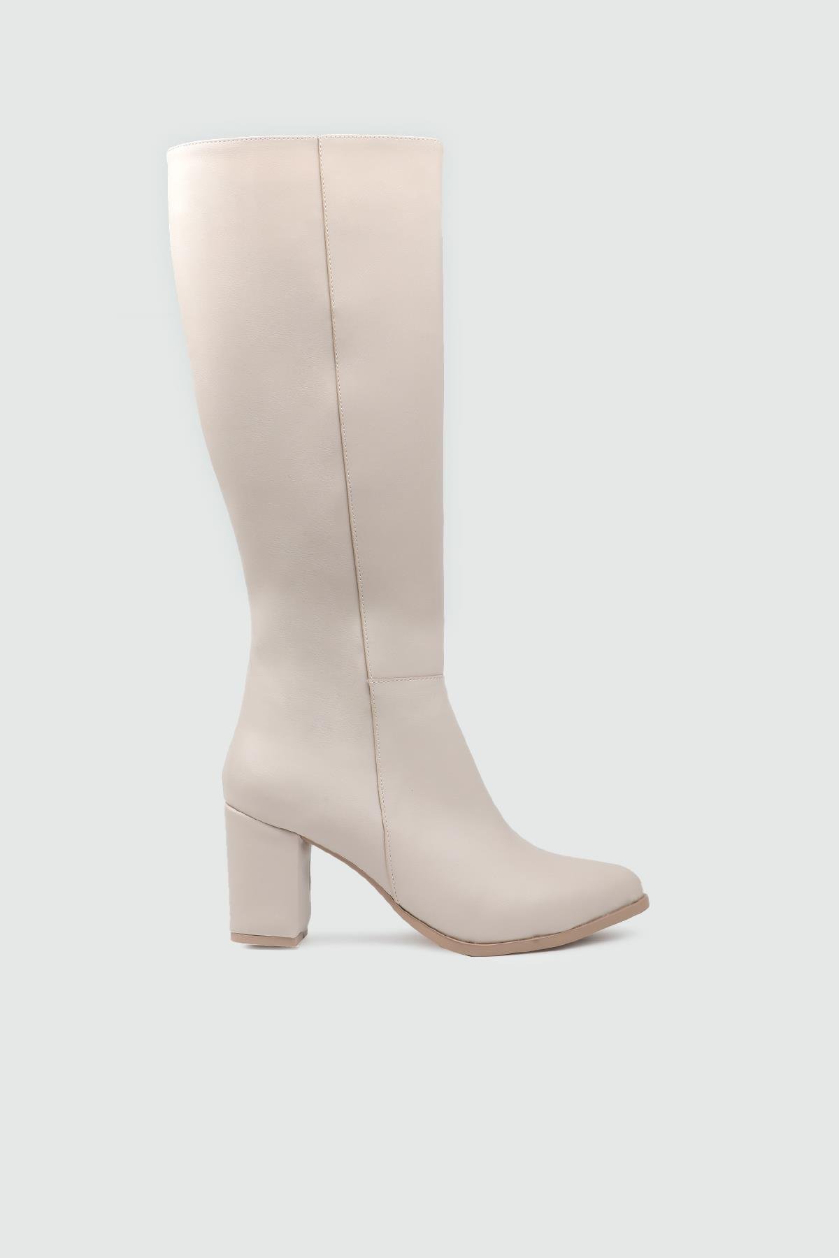 Topuklu Fermuarlı Çizme Bej Kadın Bot My Bella AMS-500 Kadın Günlük Conford Bot MY BELLA My Bella AMS-500 Kadın 25K